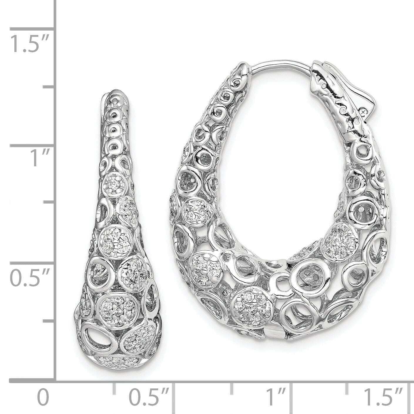 Elegant Sterling Silver Pave Oval Hoop Earrings for Women - Perfect for Parties, Weddings & Everyday Wear