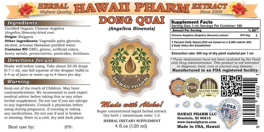 Organic Dong Quai Liquid Extract - Angelica Sinensis Root Tincture Supplement (4oz x 15) | Herbal Support for Women's Health, Menstrual Comfort & Hormonal Balance | Perfect for Tea, Smoothies & Wellness Routines