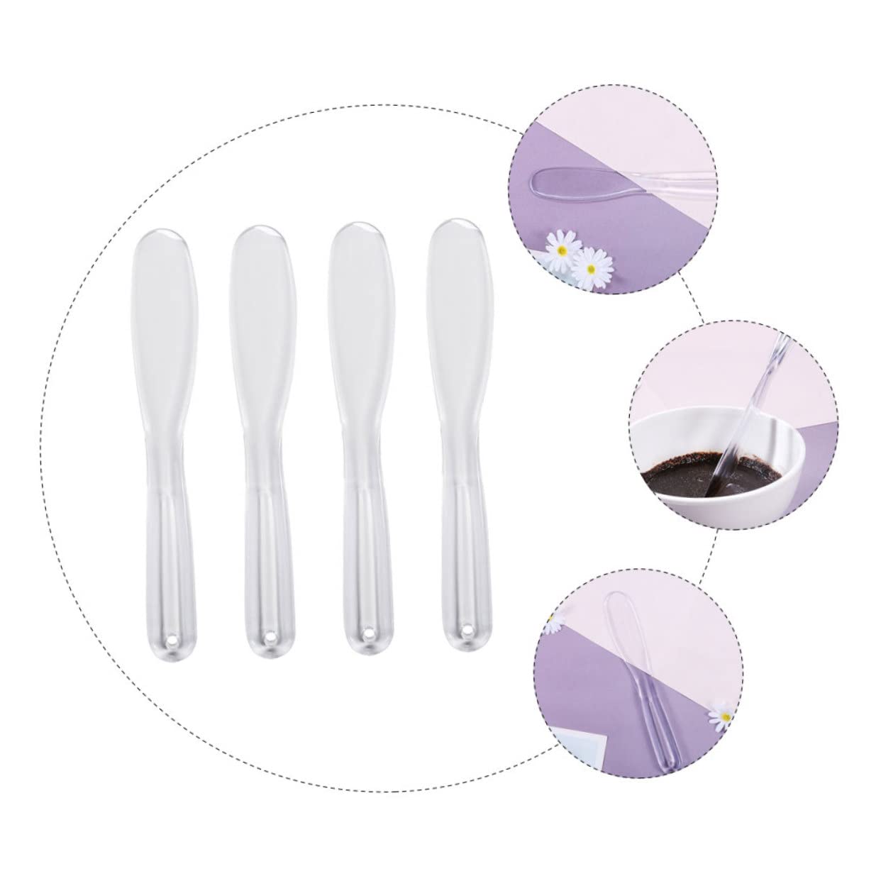 Minkissy 4pcs Makeup Spatulas - Cosmetic Mask Mixing Spoons for Easy Application | DIY Beauty & Sampling
