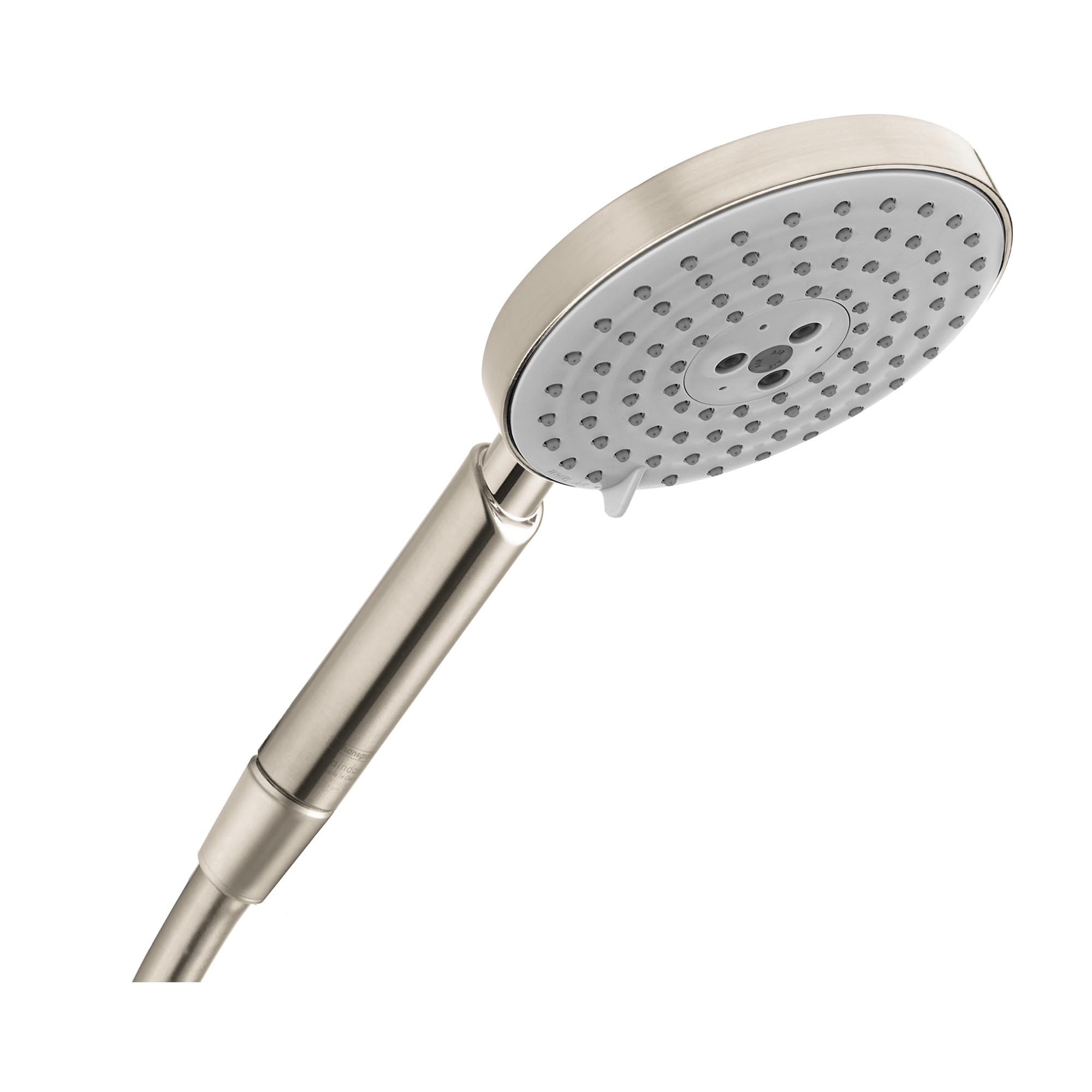 Hansgrohe Raindance S Easy Install 5-inch Handheld Shower Head - Modern 3 Spray Modes (RainAir, BalanceAir, Whirl) - Brushed Nickel Finish (Model 28519821) - Perfect for Bathroom Renovation & Spa-Like Shower Experience