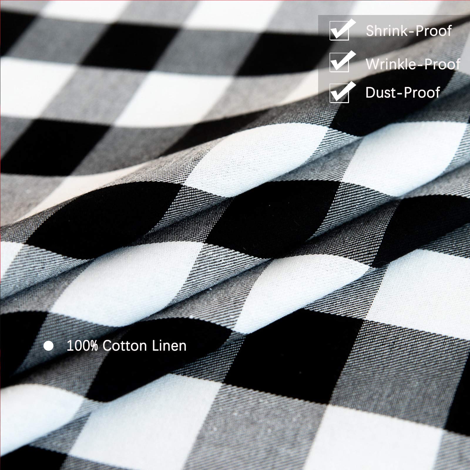70 Inch White & Black Buffalo Plaid Round Tablecloth - Cotton Linen Checkered Table Cover for Farmhouse, Dining Room, Kitchen Decor | Perfect for Holiday Dinners, Rustic Weddings & Cozy Home Gatherings