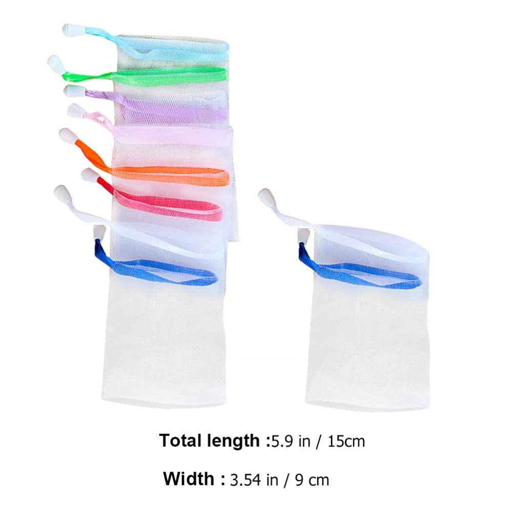 EXCEART 10-Pack Double Layer Mesh Soap Bags with Drawstring - Bubble Foam Net Cleanser, Soap Saver Pouch for Women & Girls (Random Colors) | Perfect for Travel, Bathroom Storage & Eco-Friendly Facial Cleaning
