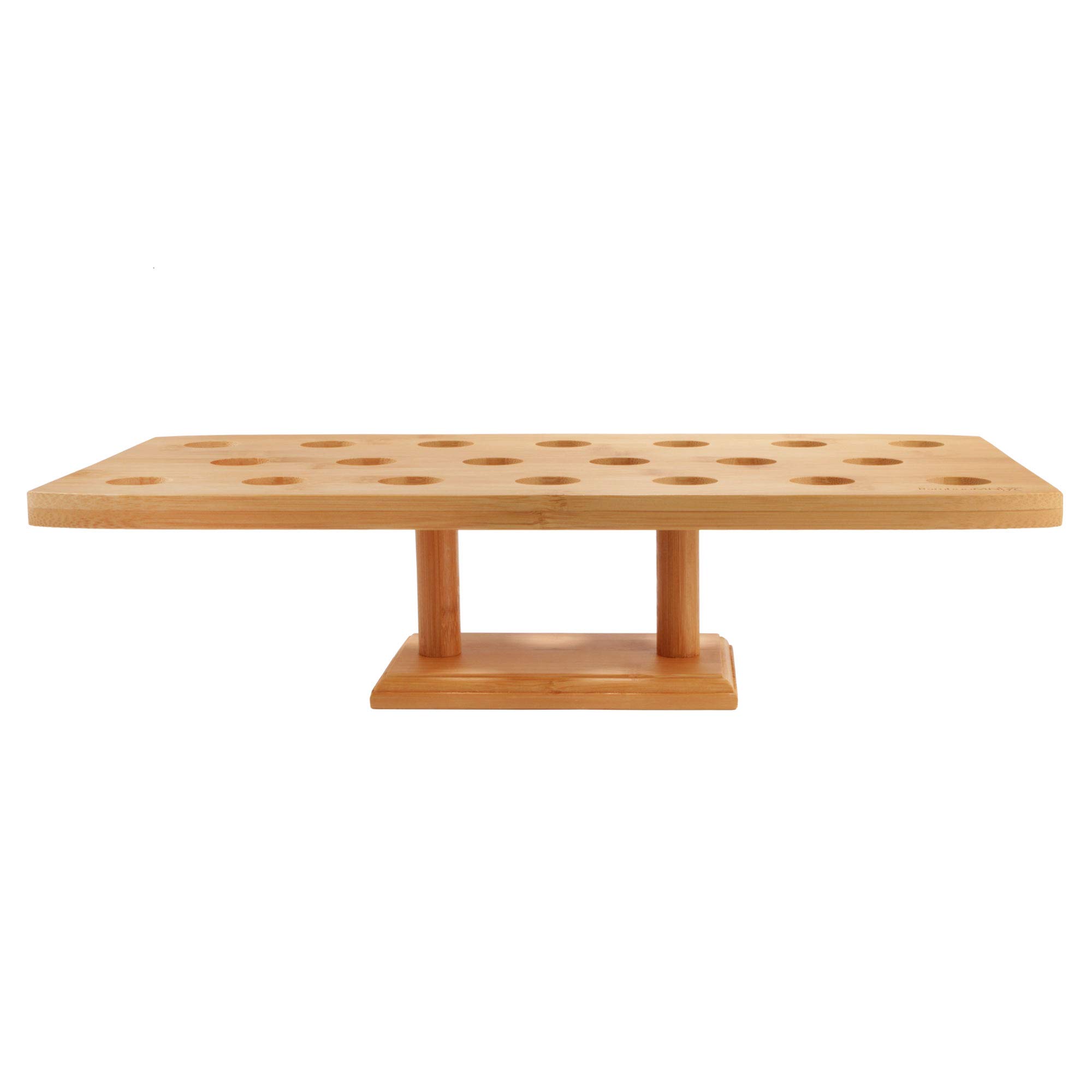 BambooMN 16.3 Inch Natural Bamboo Wide Oblong Food Cone Display Stand - Tamaki Sushi Cone Holder for Restaurants, Catering Events, Parties & Buffets - Set of 3 Holds 20 Cones - Perfect for Sushi Bars, Asian Cuisine Displays & Appetizer Serving