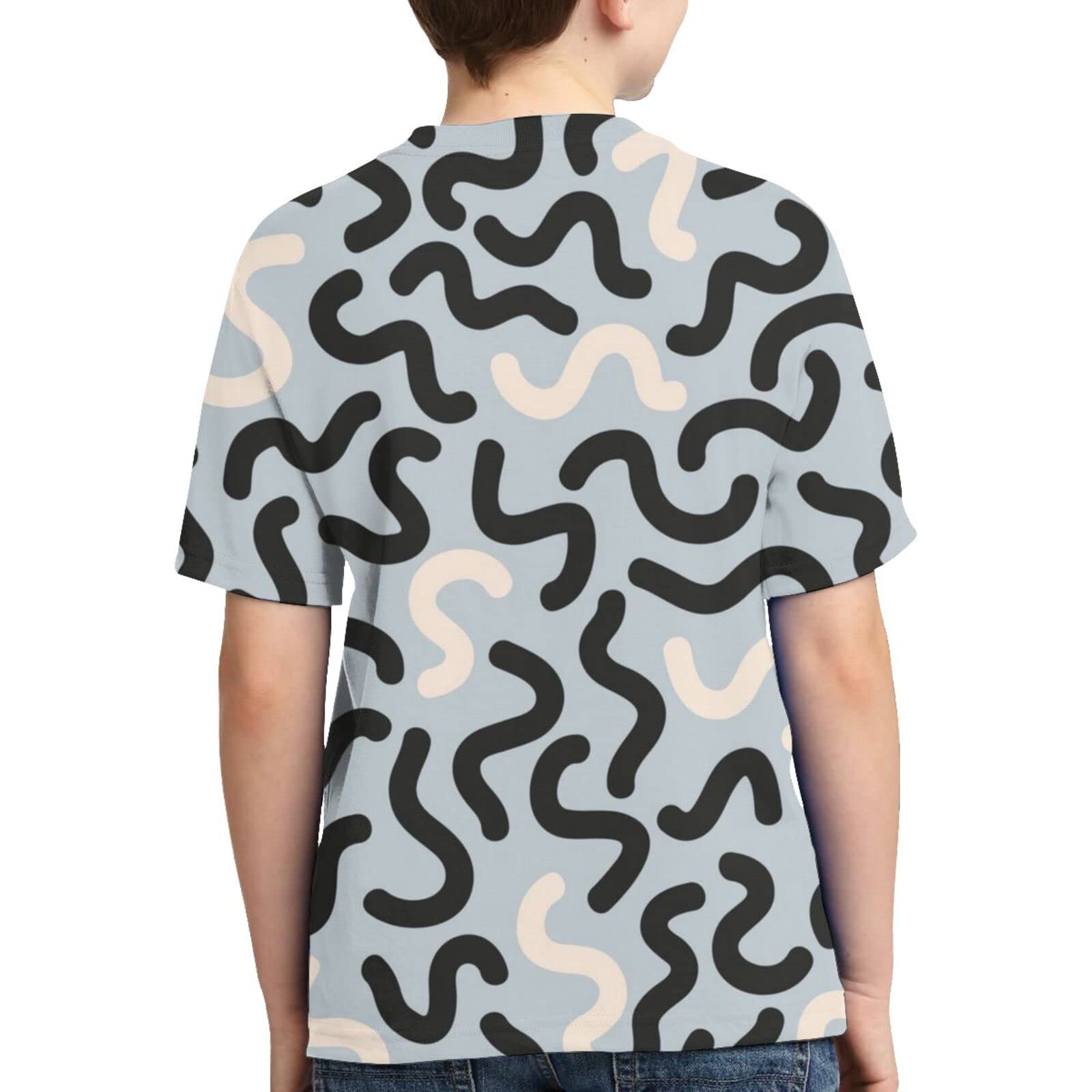 **Black and White Striped Boys' Short Sleeve T-Shirt | Kids Crew Neck Tee | Youth Graphic Print Top for Casual Wear, School & Play**