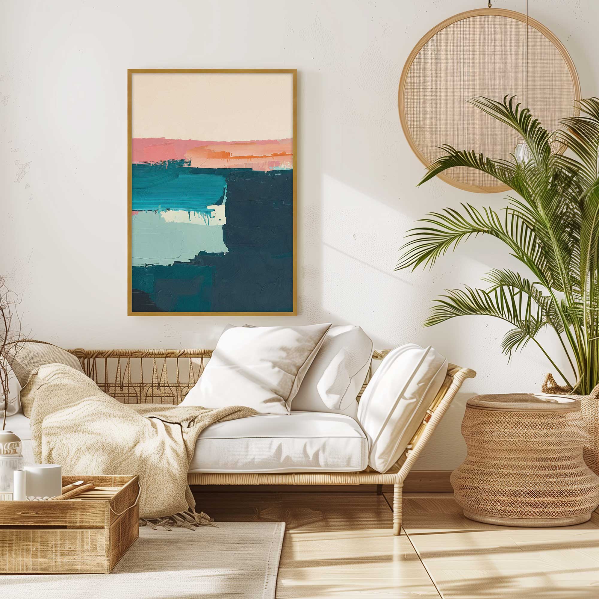 Azure Reverie v1 Print - Abstract Wall Art Decor for Modern Living Room, Bedroom & Office - Premium Canvas Painting for Home & Office Decor