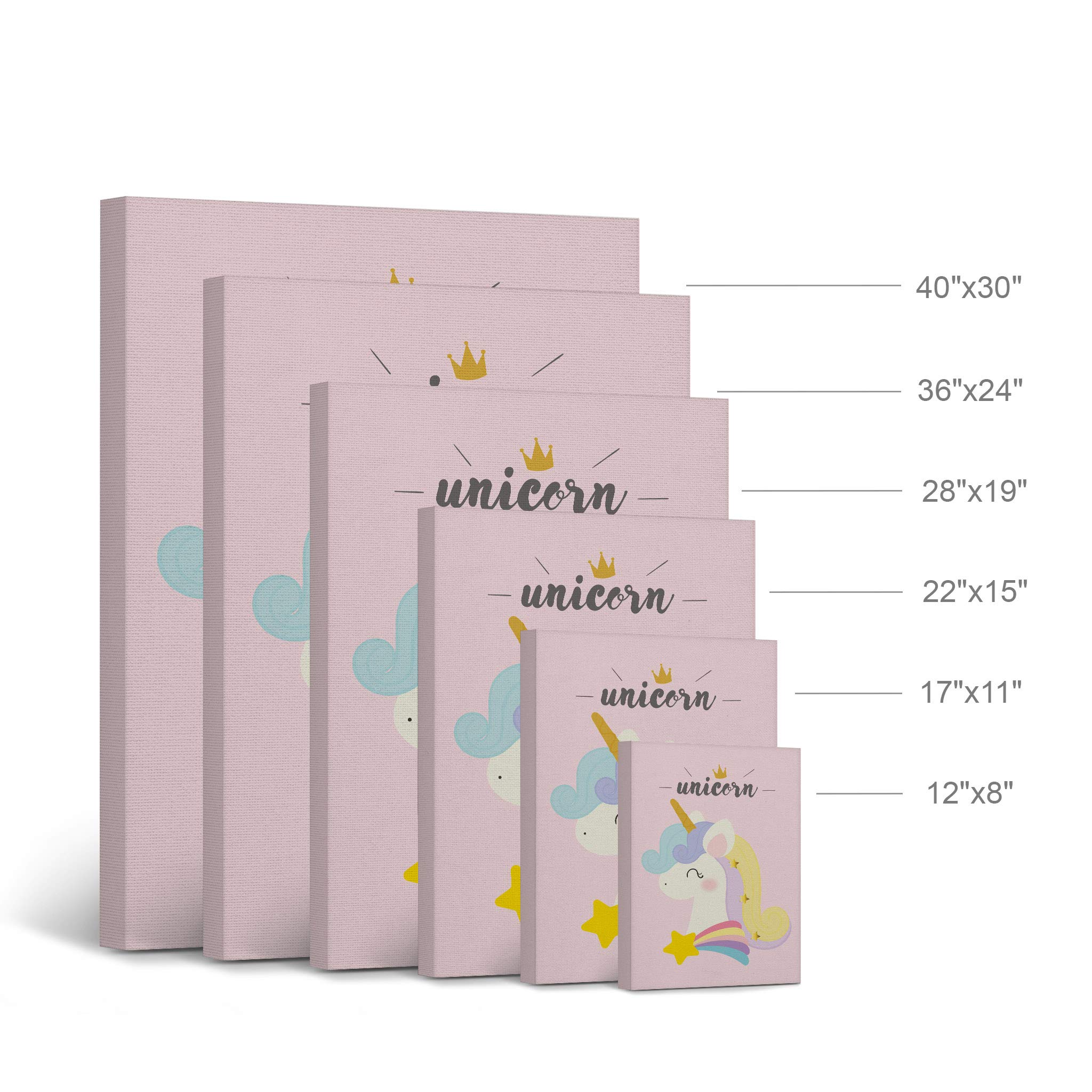 Smile Art Design Cute Unicorn Rainbow Wall Art - Pink Background Canvas Print (12x8 inches) - Perfect for Kids Room Decor, Nursery Wall Art & Baby Room Decor - Ready to Hang, Made in USA | Ideal for Birthday Gifts, Children's Bedroom & Playroom Decor