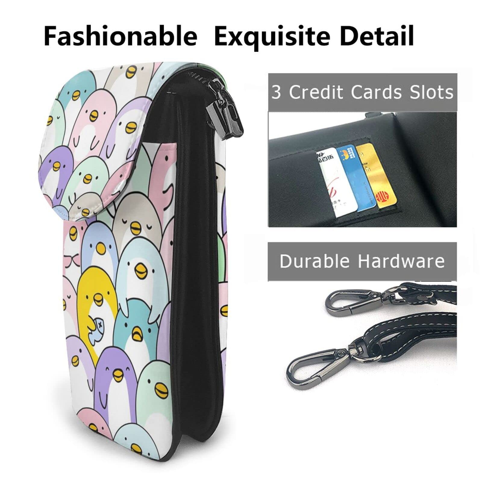 Cute Penguin Kawaii Crossbody Phone Purse for Women - PU Leather Small Wallet Shoulder Bag - Perfect for Daily Use, Travel & Shopping