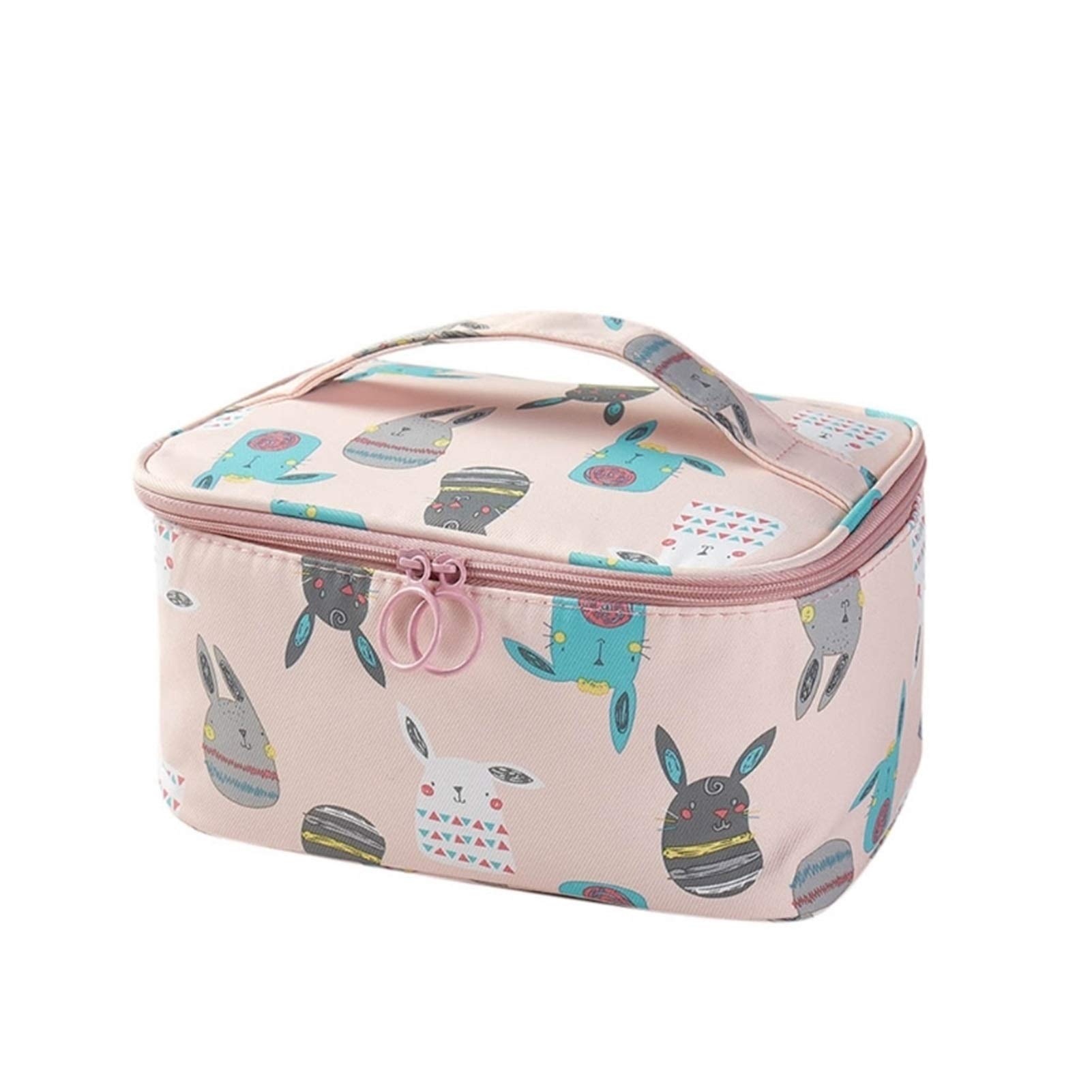 WUCHENG Pink Cartoon Makeup Bag - Waterproof Travel Cosmetic Organizer for Women | Perfect for Gym, Vacation & Daily Essentials Storage
