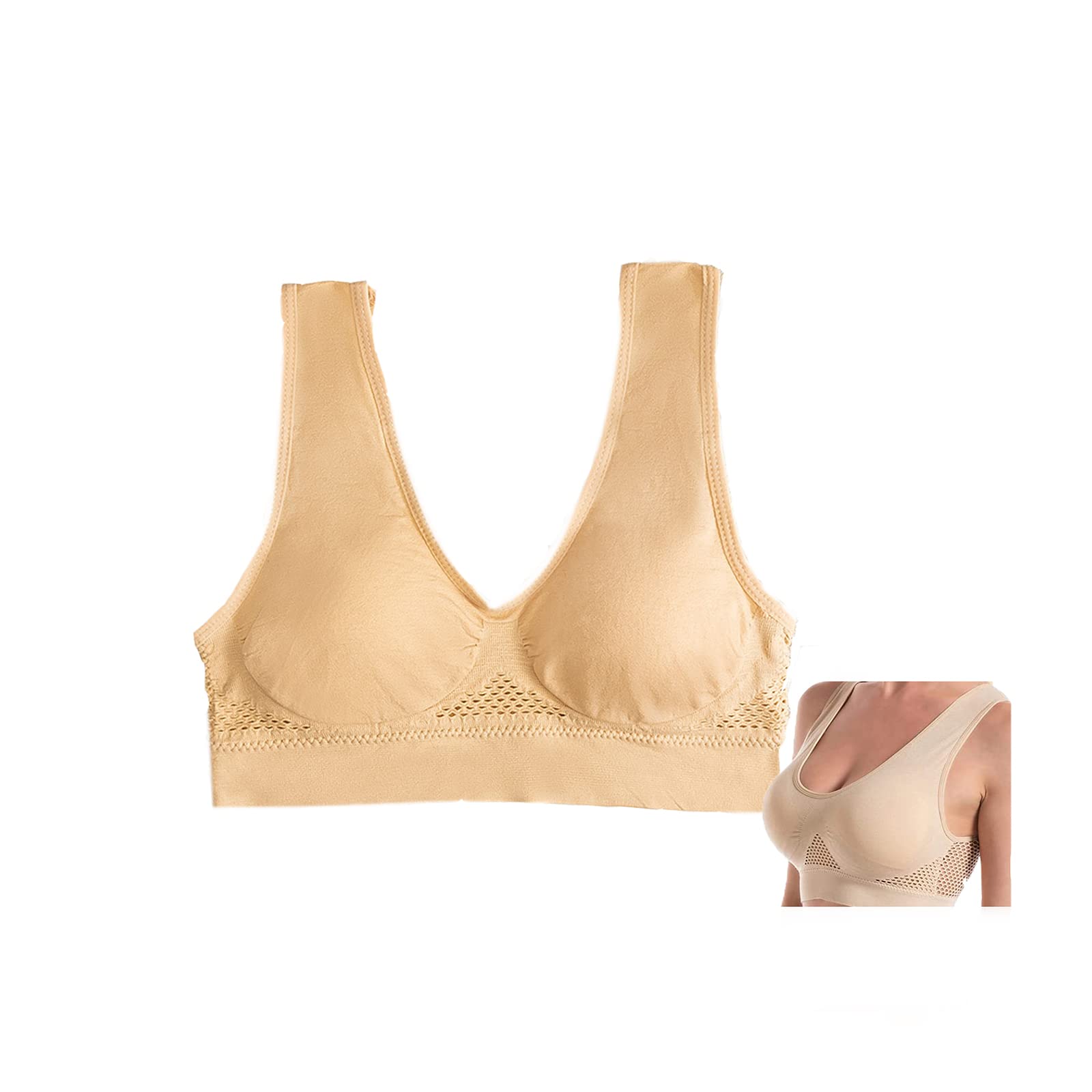 XIRUJNFD Women's Seamless Comfort Bra - Breathable Cooling Sports Bra for Yoga, Workout & Sleep - Wirefree Support for Active Lifestyles & Relaxation