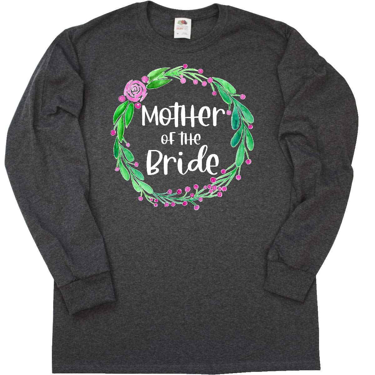 Inktastic Mother of The Bride Rose Wreath Long Sleeve T-Shirt - Elegant Floral Design for Wedding Party, Bridal Shower & Special Occasions
