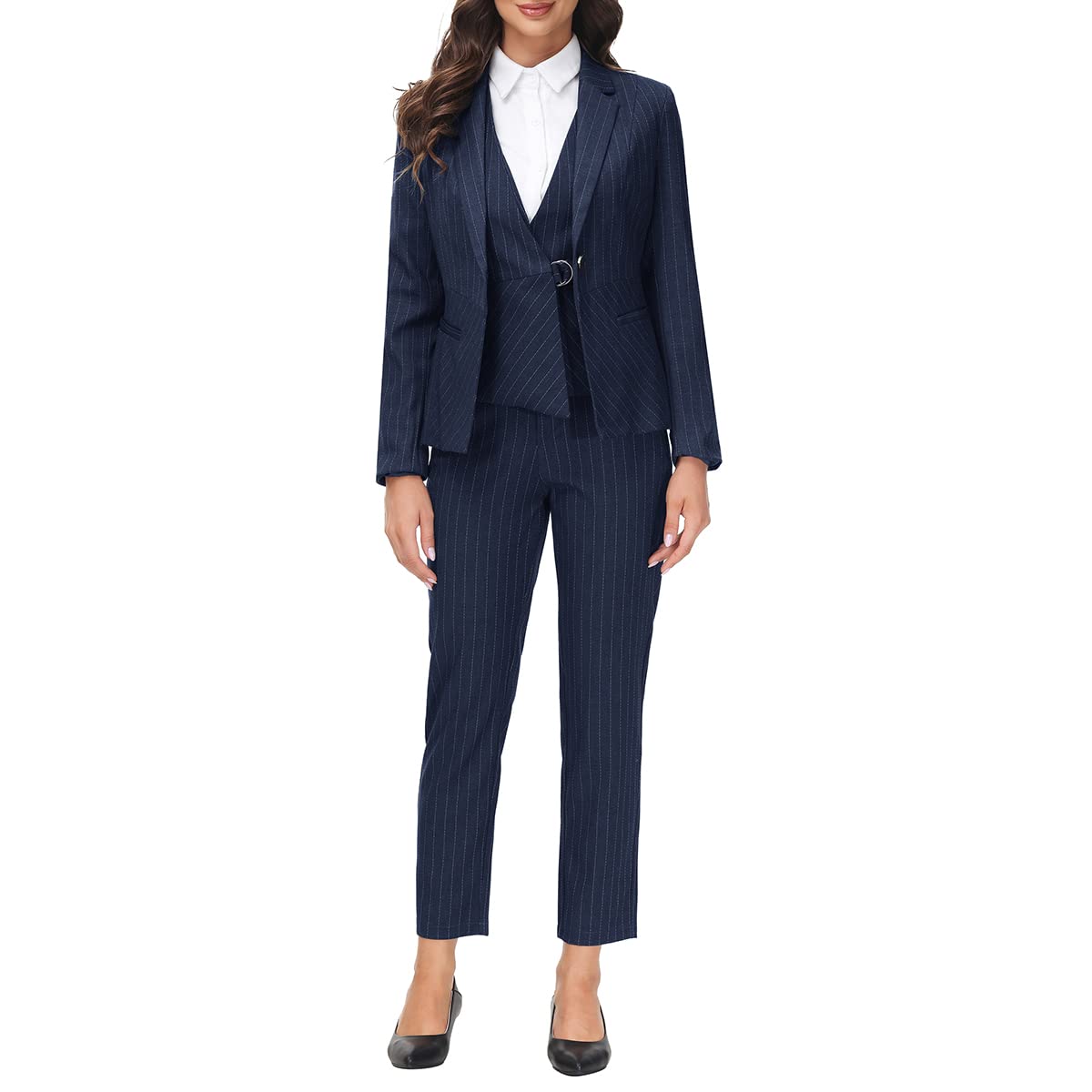 MODFUL Women's 3-Piece Classic Business Suit Set - Elegant Blazer, Vest & Pants for Office, Interview & Professional Events | Formal Work Attire for Women