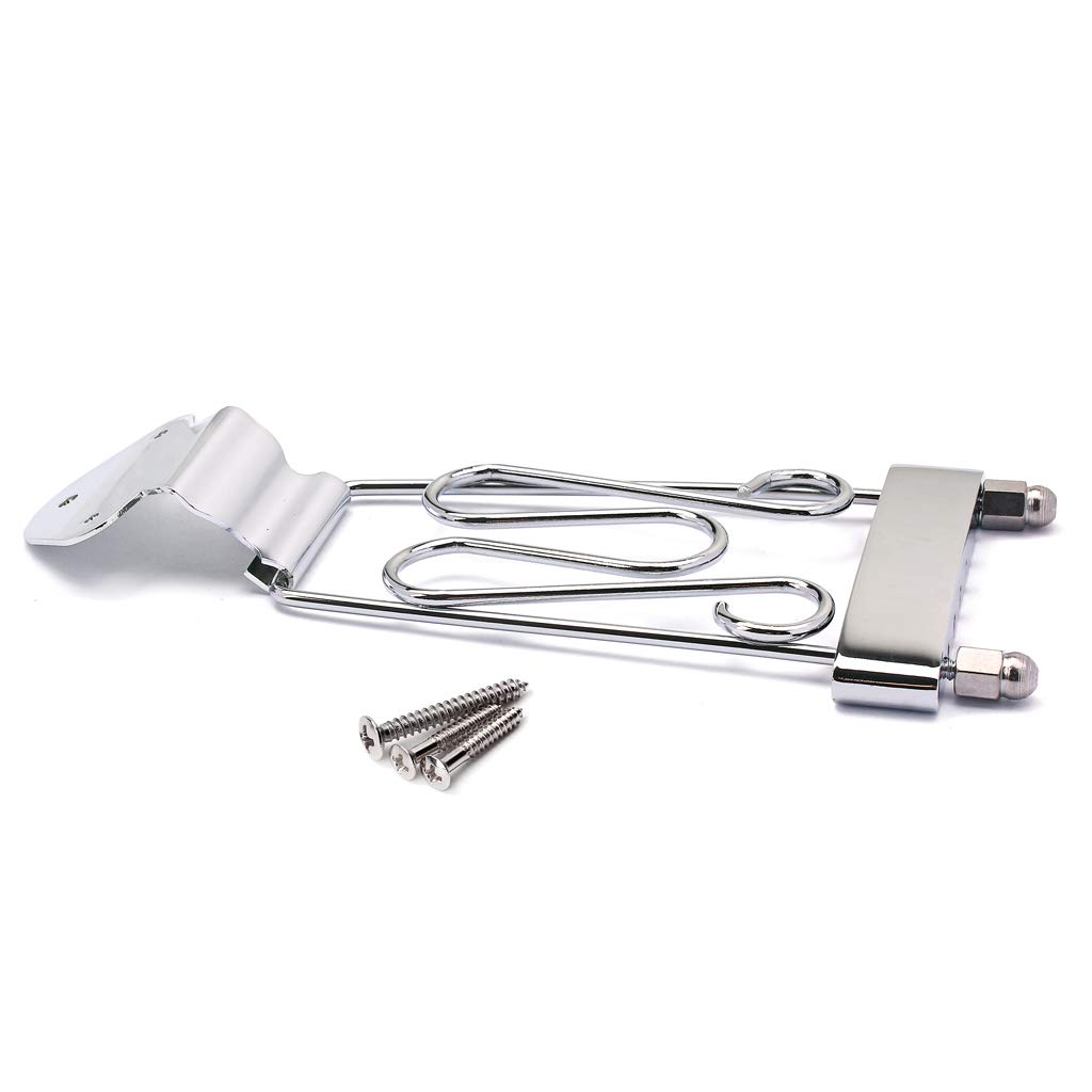 Alnicov 6-String Electric Guitar Tailpiece with Wired Frame - Chrome Hollow/Semi-Hollow Body Replacement Part for Jazz & Blues Performances