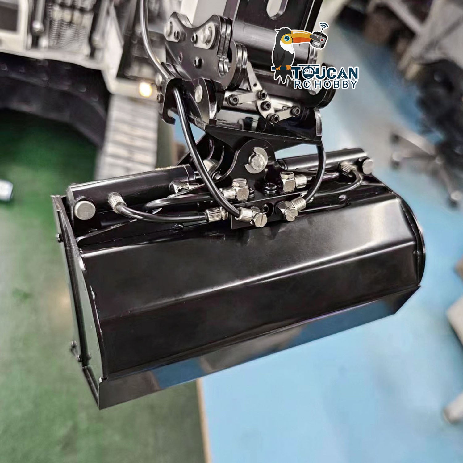 Upgraded MTM Metal Telescopic Boom Tiltable Bucket Claw for 1/14 946 EC380 RC Hydraulic Excavator | Heavy Duty Digging Attachment | Perfect for RC Construction Simulation & DIY Engineering Projects