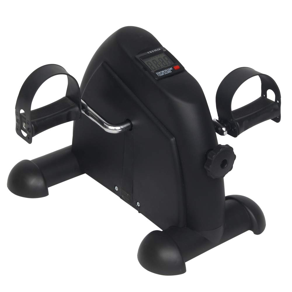 Portable Mini Pedal Exerciser Bike for Home Workout - Hand & Foot Trainer - Compact Black Exercise Equipment for Fitness, Rehabilitation & Office Use