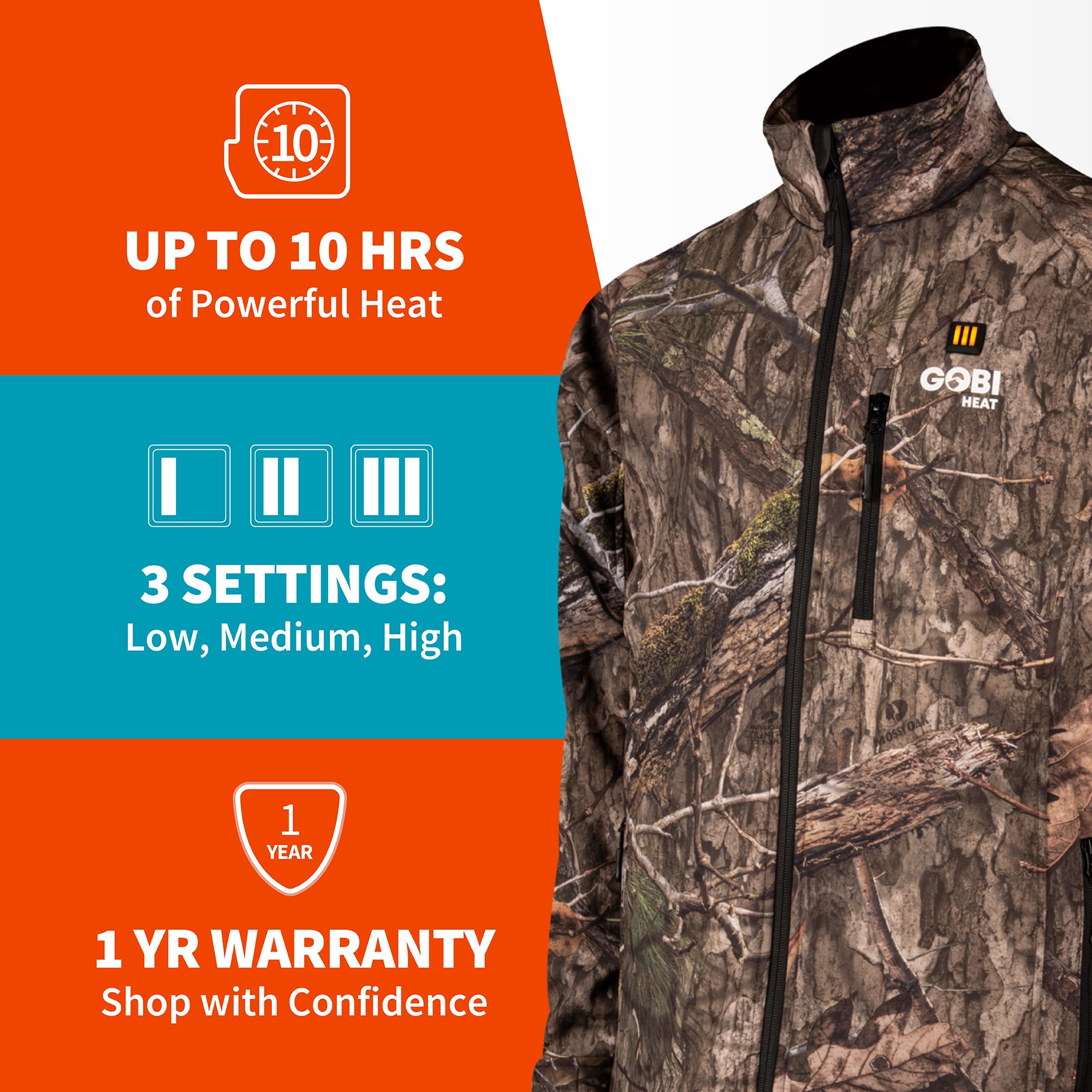 Sahara Men's Heated Hunting Jacket with 10-Hour Battery Life - Rechargeable Electric Winter Coat for Outdoor Activities | Perfect for Hunting, Camping & Cold Weather Adventures