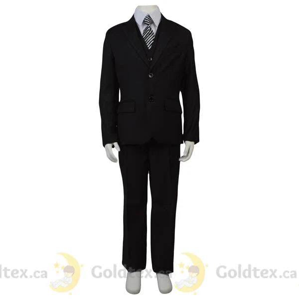 Johnson's Creation 5-Piece Black Suit Set for Men - Premium Formal Wear for Business, Weddings & Special Occasions