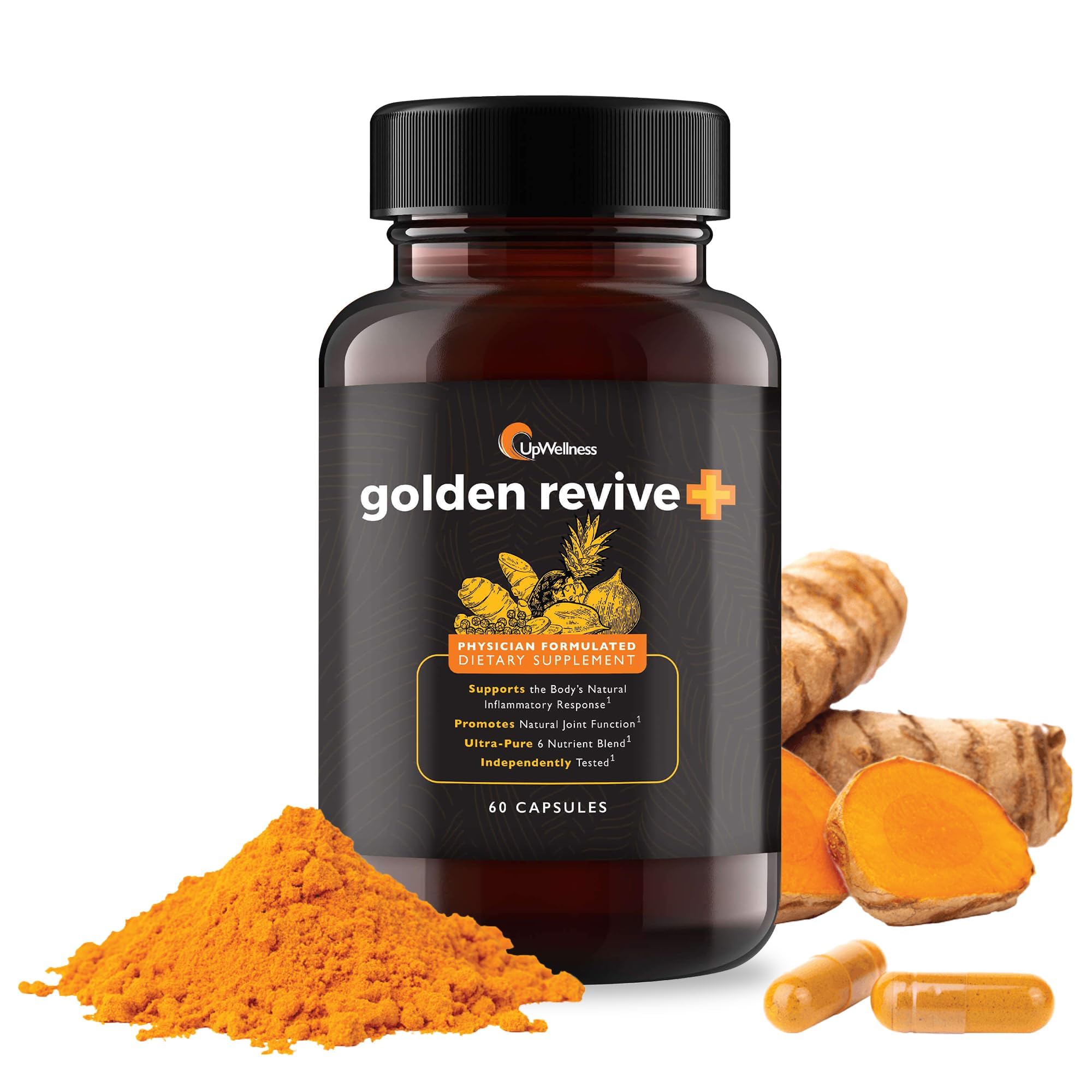 Golden Revive+ Joint Support Supplement with Turmeric, Black Pepper, Quercetin & Magnesium - 6 Powerful Ingredients for Joint Health & Mobility - 60 Capsules - Supports Active Lifestyle & Post-Workout Recovery