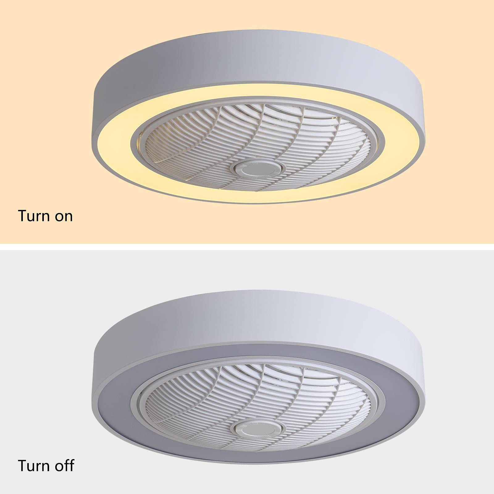 22 Inch Modern LED Ceiling Fan with Light - 3 Color Temperatures & 3 Speed Settings, Remote Control, Acrylic Blades, Metal Housing - Semi Flush Mount for Low Profile Rooms (White) - Perfect for Bedrooms, Living Rooms, and Home Offices