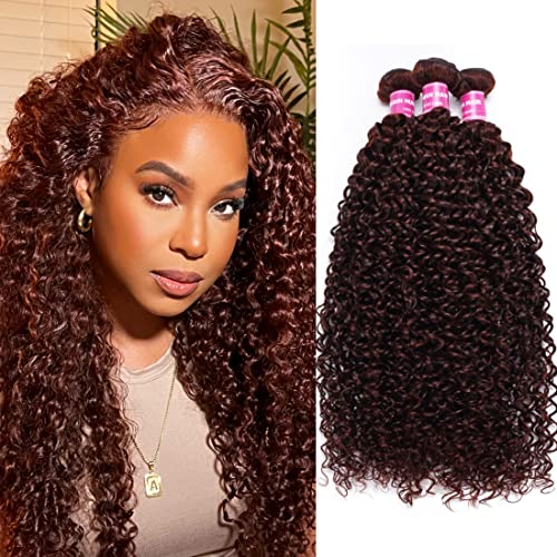 33B Reddish Brown Curly Hair 3 Bundles