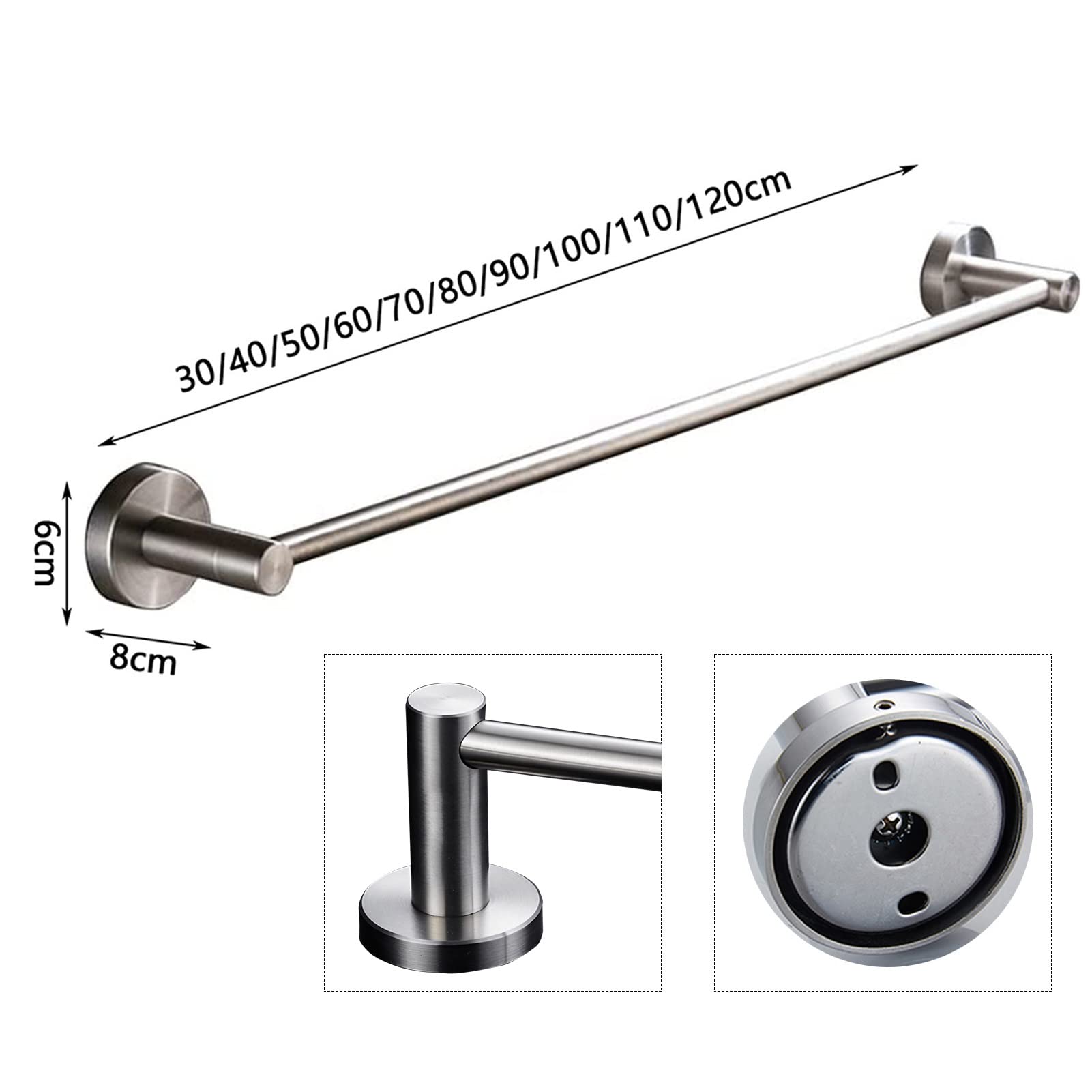Stainless Steel Wall Mounted Towel Rack - Double Towel Bar & Shelf for Bathroom, Kitchen, Hotel (40cm/15.7