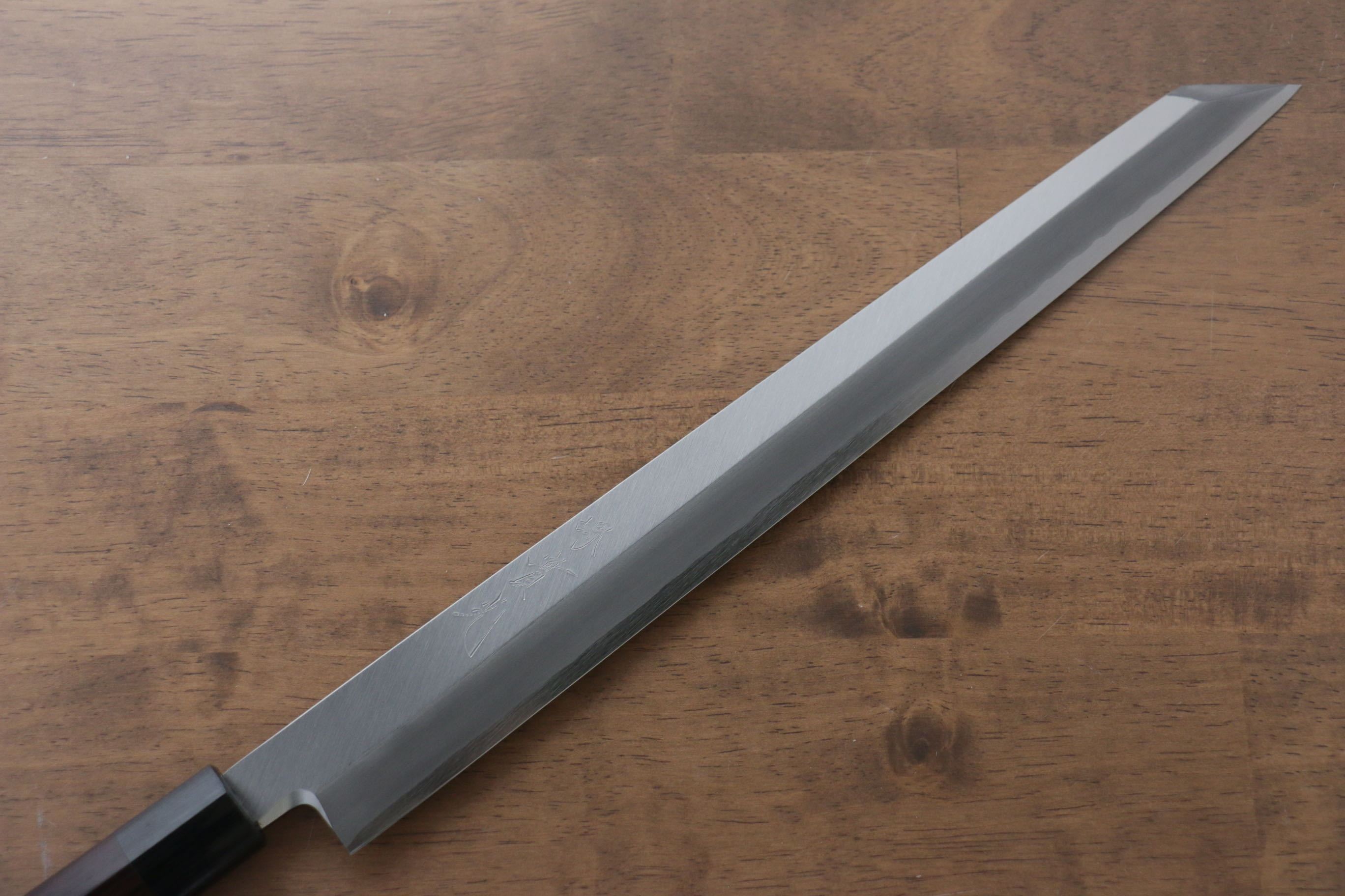 Premium Jikko Silver Steel No.3 Kiritsuke Yanagiba Knife 330mm - Japanese Shitan Handle - Professional Sushi & Sashimi Chef's Knife for Precision Cutting