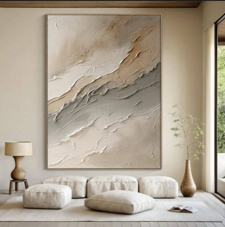 Handmade Custom Square Wabi Sabi Painting - Japanese Minimalist Abstract Wall Art for Home Decor, Office & Meditation Spaces