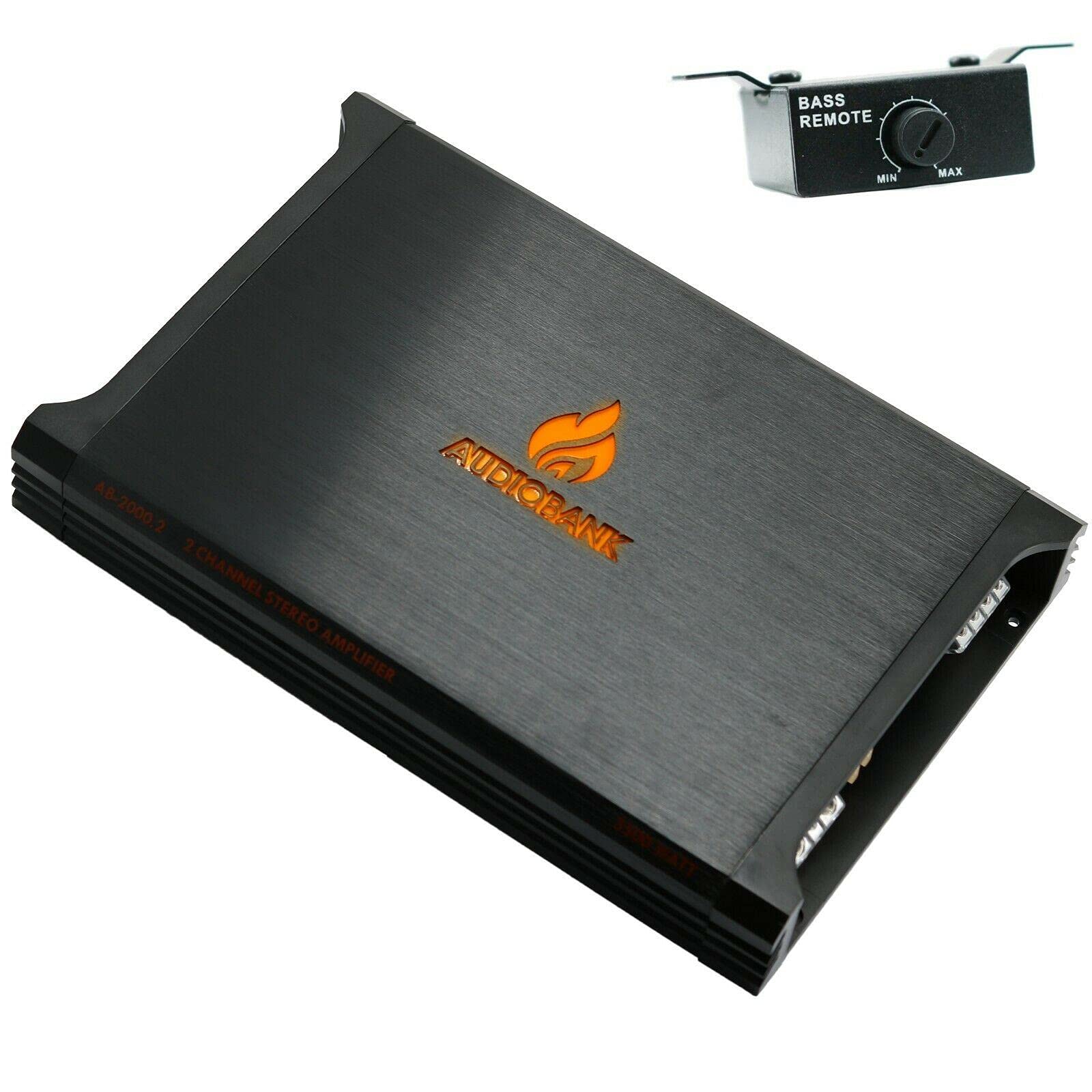 Audiobank AB2000.2 3500W 2-Channel Car Amplifier - 2 Ohm Class A/B Stereo Bass Amp with Bass Control, Bridgeable, LED Indicator & 4 Gauge Installation Kit (Red) - Perfect for Car Audio Systems, Bass Boost, and Custom Vehicle Upgrades