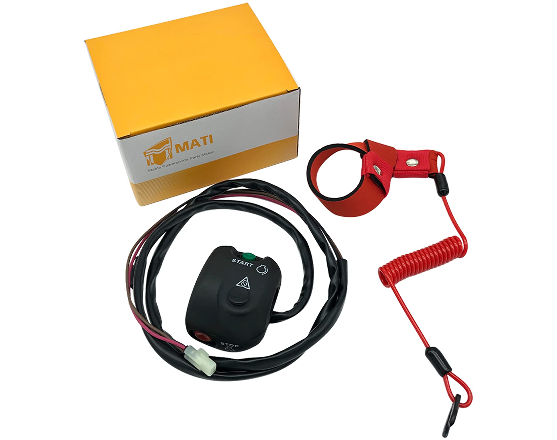 Yamaha WaveRunner GP760 GP800 GP1200 XL760 XL800 XL1200 XLT800 XA800A Handlebar Start Stop Kill Switch Box Assembly with Safety Lanyard - Replacement Part GP7-68310-01-00 for Jet Ski Safety & Emergency Shut Off