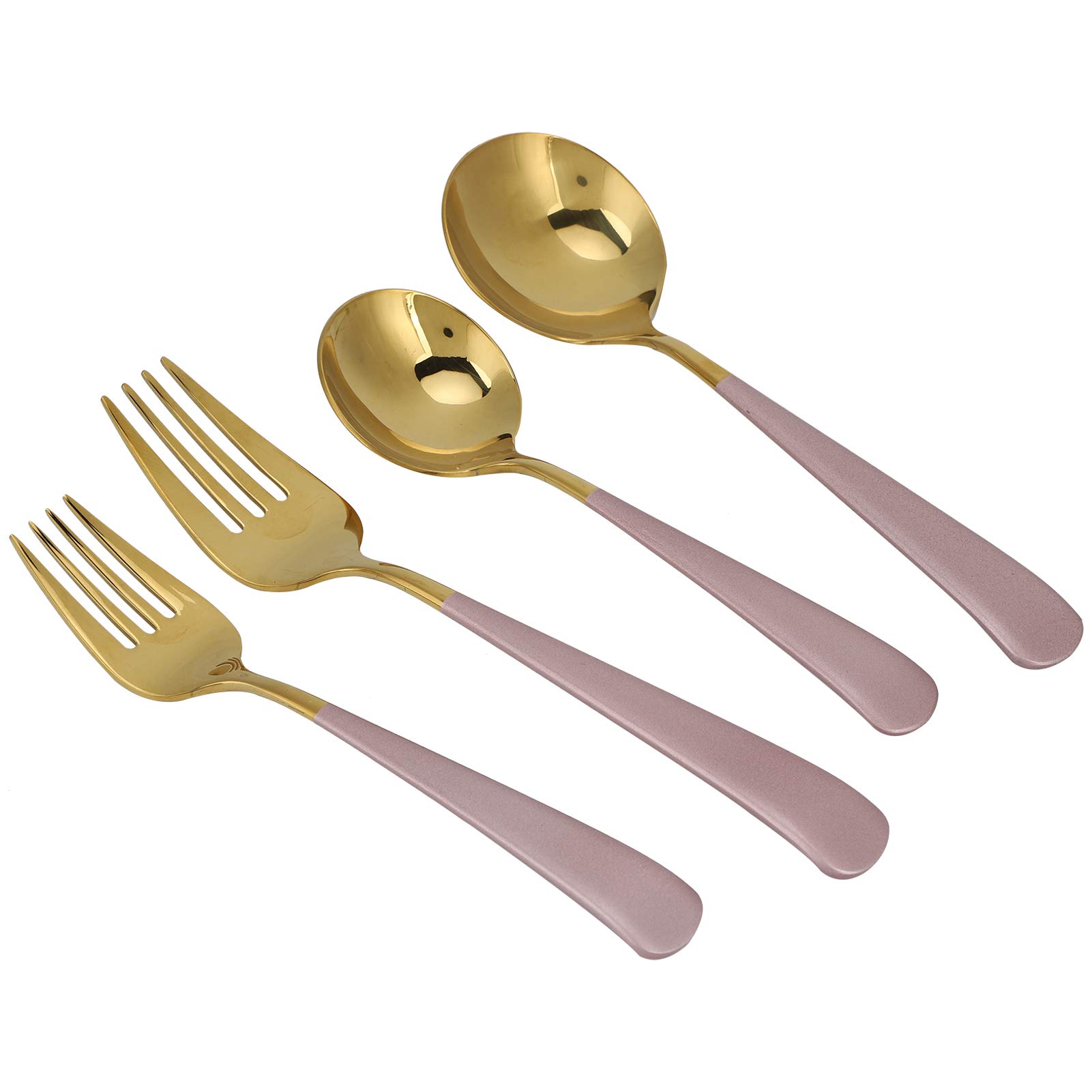 Premium Stainless Steel Spoon and Fork Set - 18/10 Dinnerware for Adults & Kids, Durable Kitchen Flatware for Home, Hotel, Restaurant (Pink) - Perfect for Everyday Dining, Parties, and Travel