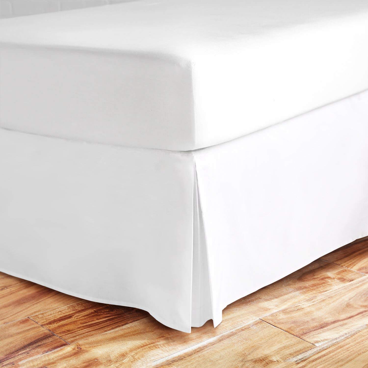 Split Corner Bed Skirt 18 Inch Drop Full Size - 100% Natural Cotton Wrinkle & Fade Resistant - White Solid - Perfect for Bedroom Decor & Hotel Style Bedding