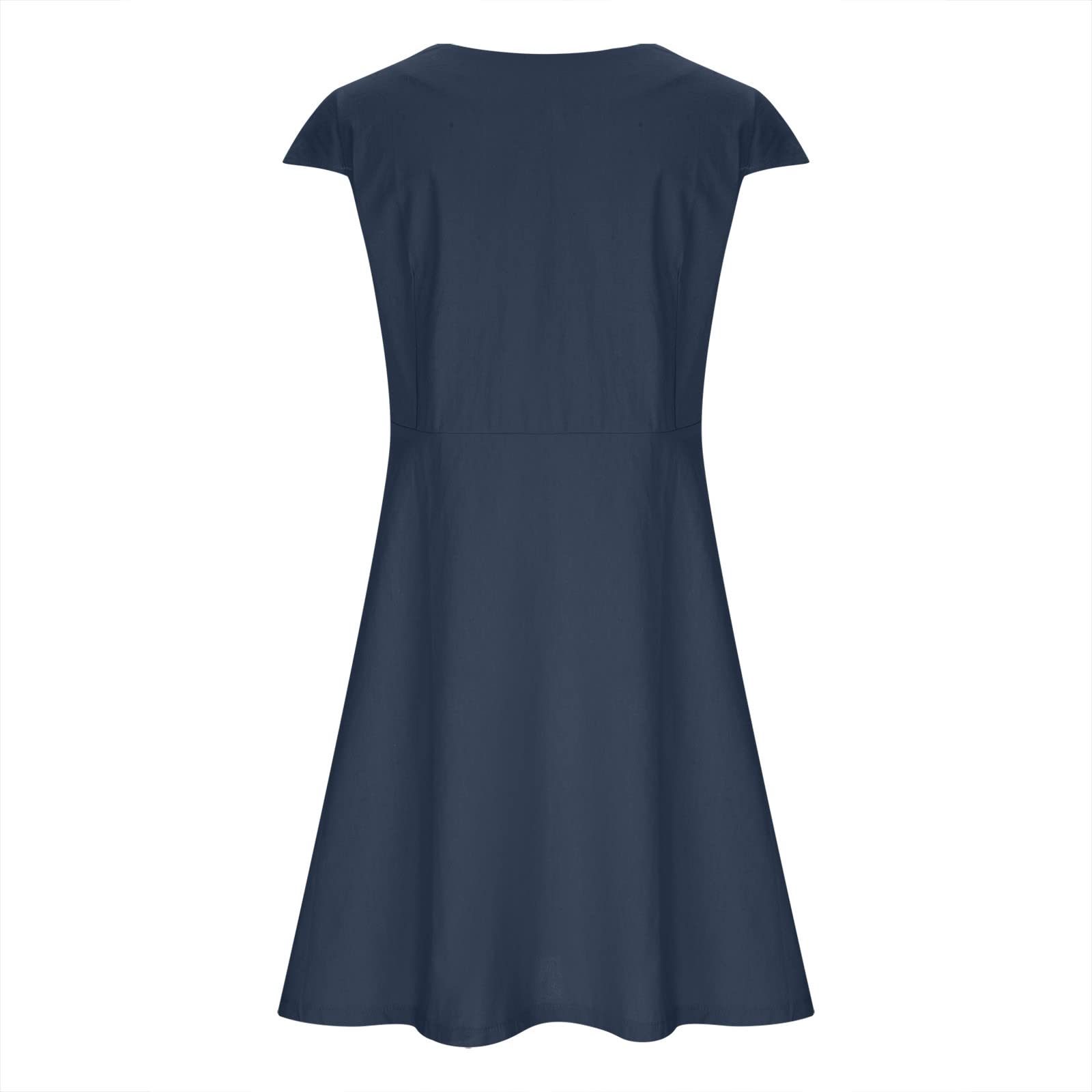 Women's Floral Linen Midi Sun Dress - Boho Sleeve Shirt Dress with Turtle Neck for Summer Beach, Vacation & Casual Outings