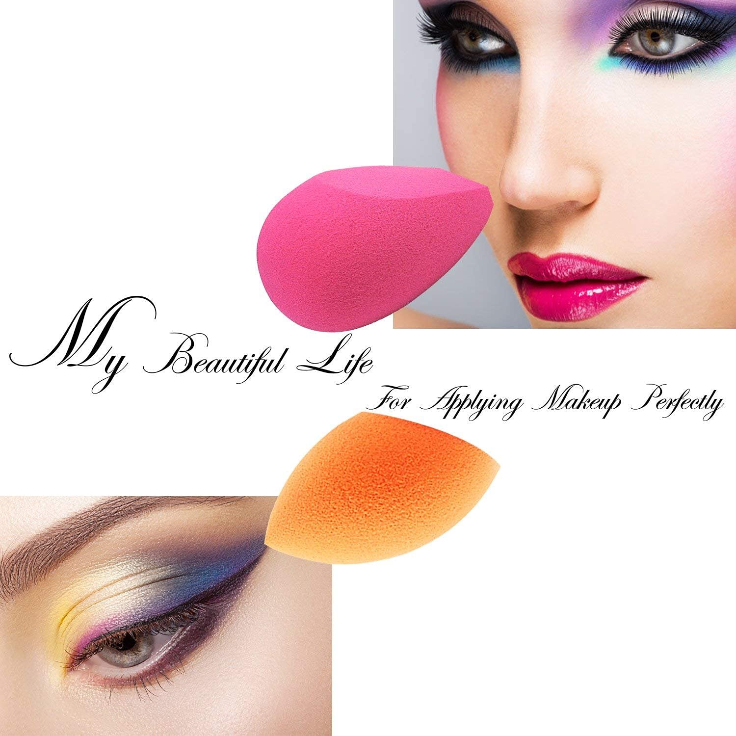Professional Water Drop Makeup Sponge - Soft Beauty Blender for Liquid & Powder Foundation, Contouring & Highlighting - Multi-Color Cosmetic Sponge Puff (Set of 2) | Perfect for Everyday Makeup, Bridal Looks & Professional Makeup Artists