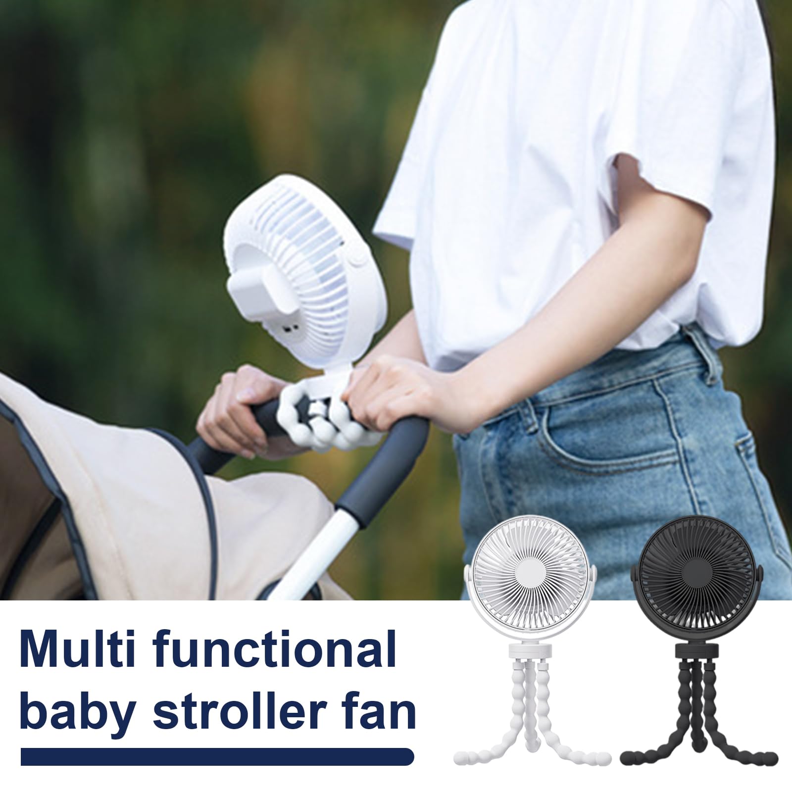 Muloo Baby Stroller Fan - Detachable 3-Speed Clip On Fan with Flexible Tripod, Portable Cooling Fan for Pram, Car, Travel & Office Desk Use | Perfect for Babies, Kids & Adults