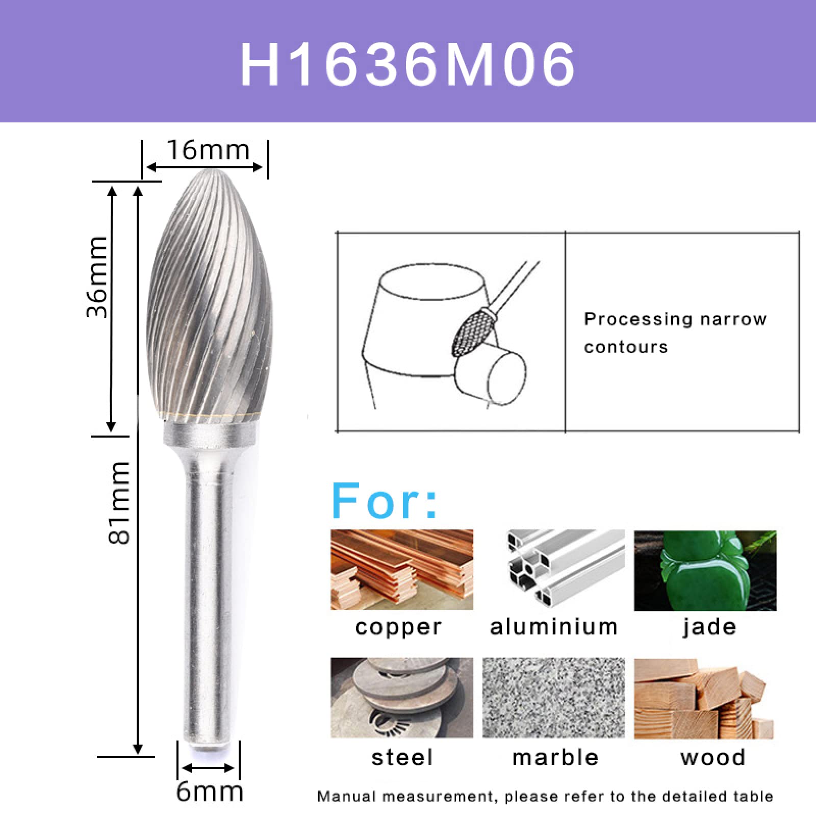 Tungsten Carbide Alloy Single Cut H-Head Die Grinder - Abrasive Tool for Drilling & Milling - Perfect for Metalworking, Wood Carving & DIY Projects