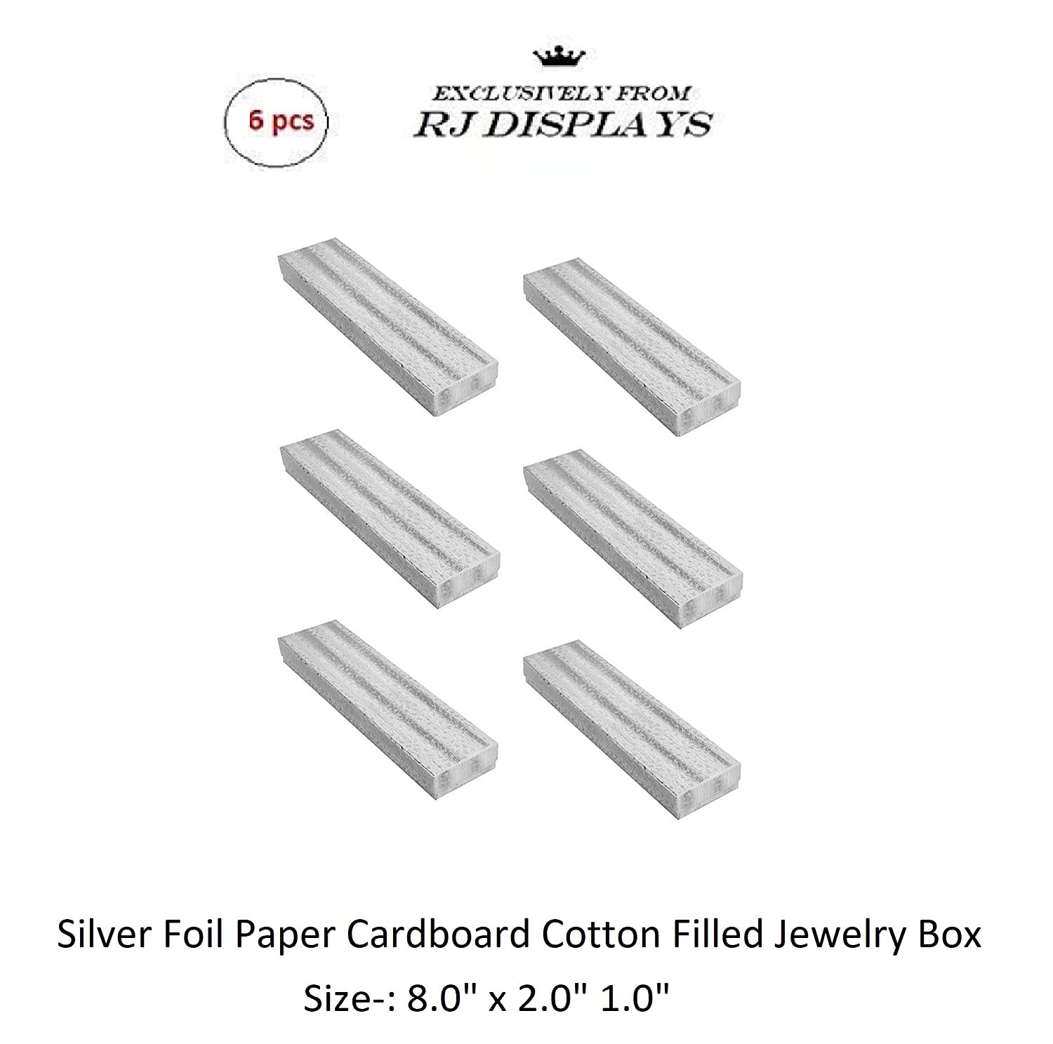 6 Pack Silver Foil Jewelry Gift Boxes 8