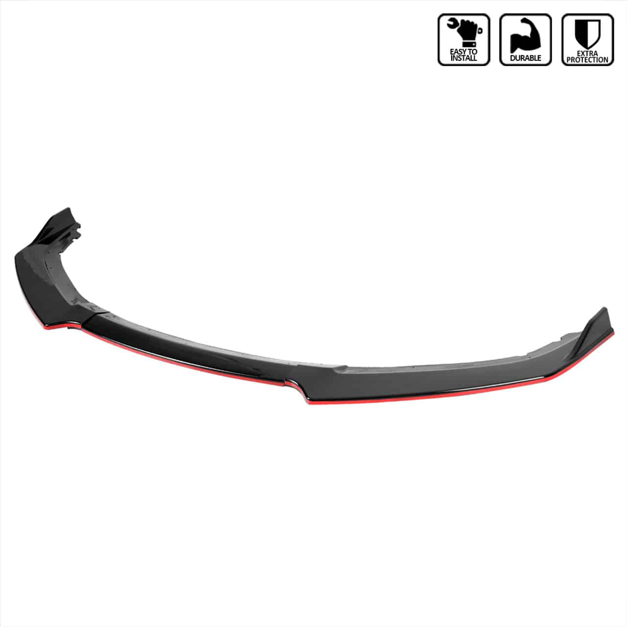 AK Style Front Lip Splitter for 2016-2018 Honda Civic Coupe/Sedan (2/4 Door) - 3 Piece Set - Aggressive Exterior Styling Upgrade for Street & Show Cars