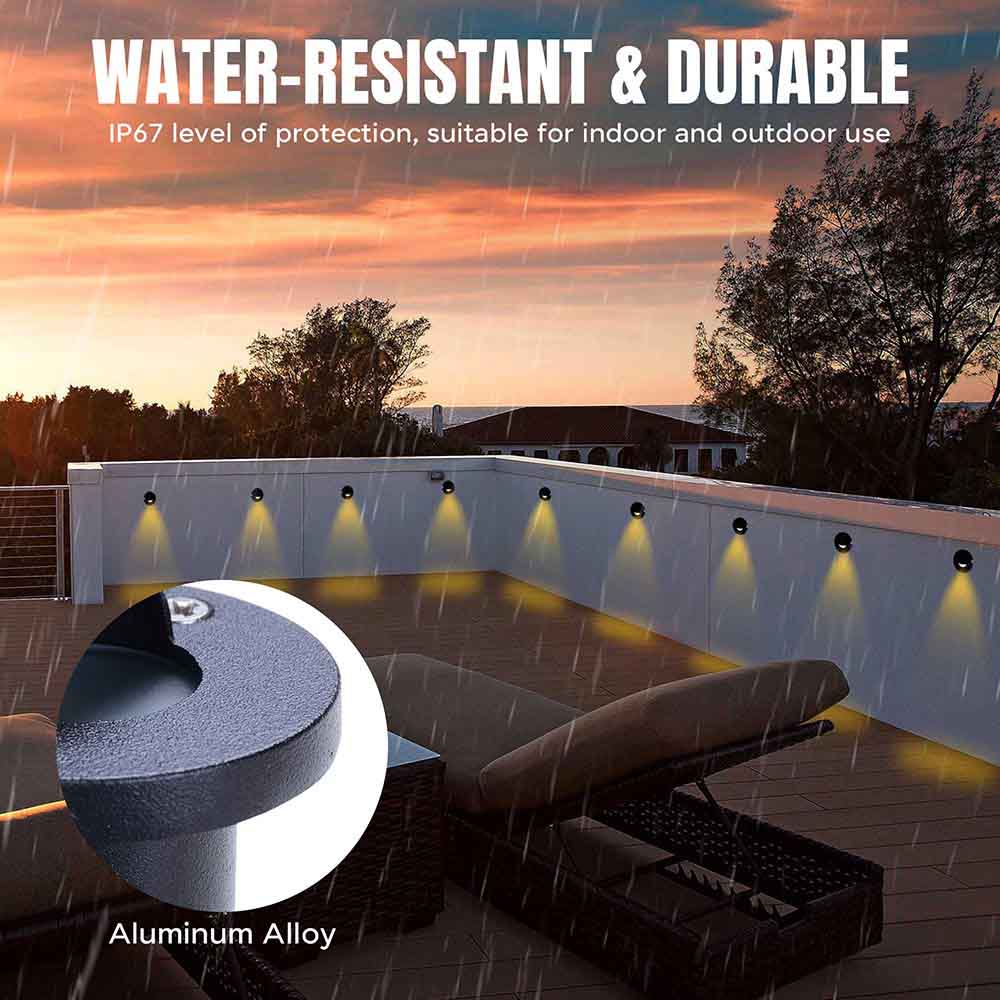 10 Pack LED Step Deck Light Kit - Waterproof Outdoor Stair Lights for Garden, Pathway, and Patio Lighting - Energy Efficient Solar Powered Landscape Lights