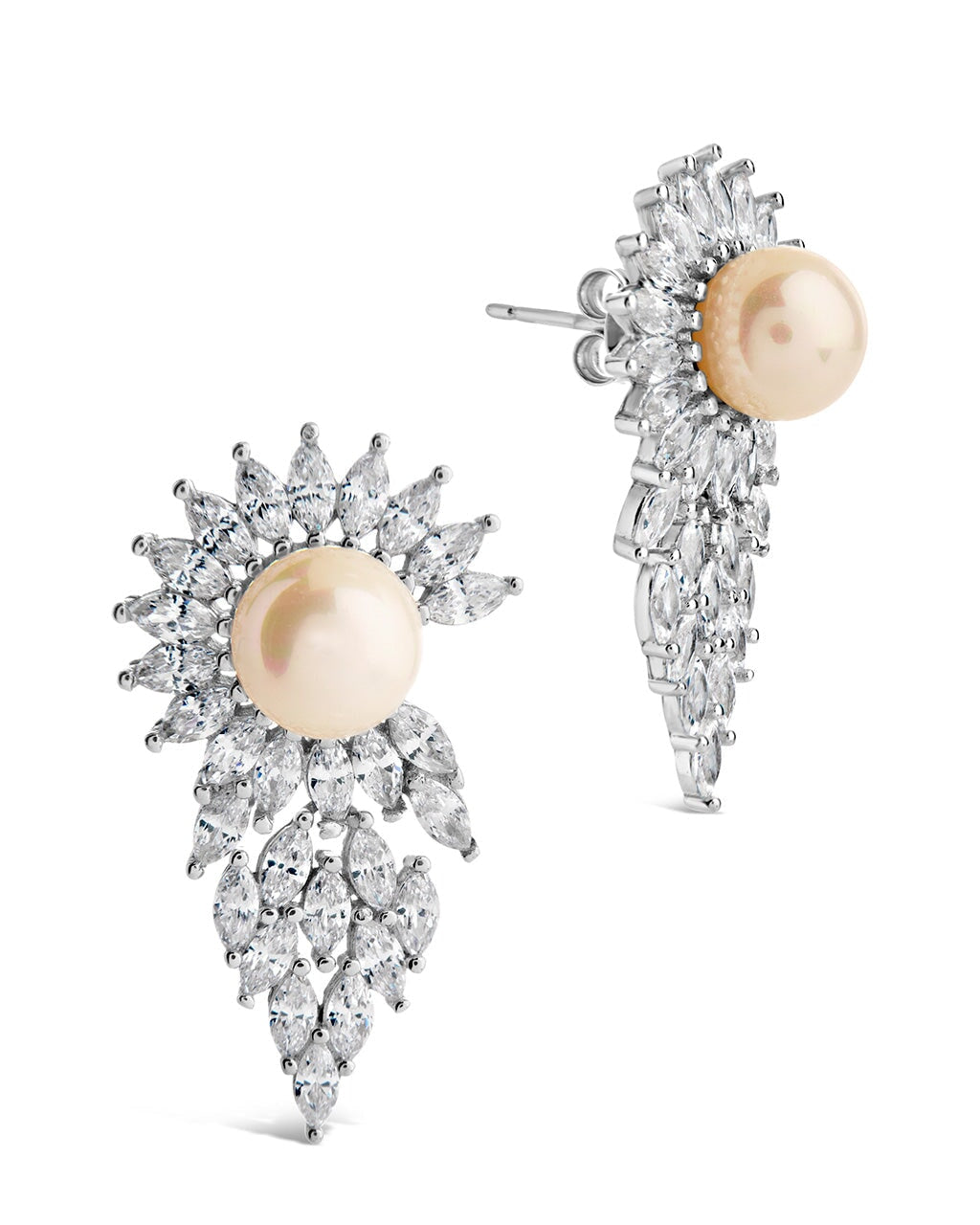 Rhianna CZ & Pearl Statement Stud Earrings for Women – Elegant Fashion Jewelry for Parties, Weddings & Special Occasions
