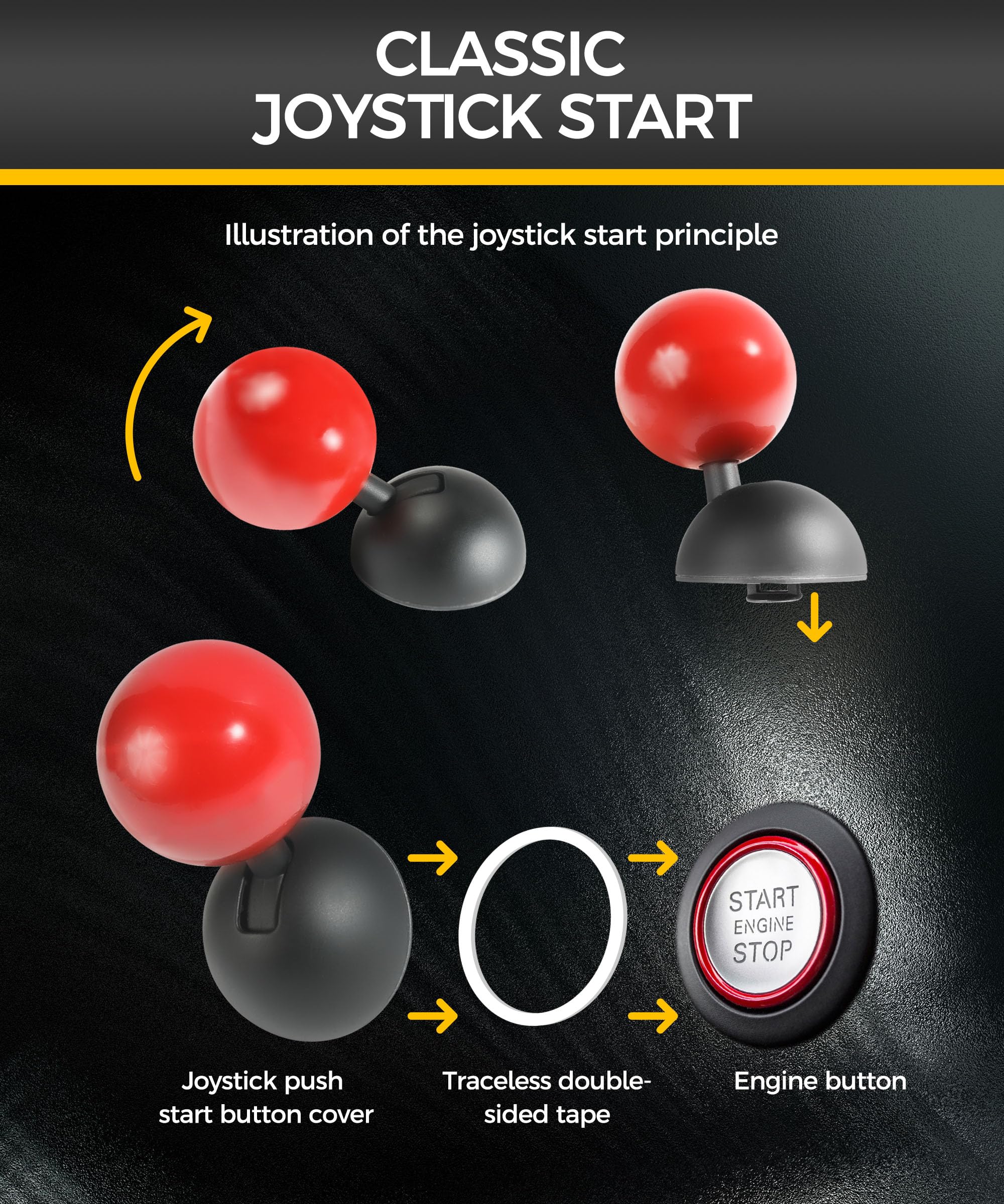 Car Push Start Button Cover - Red Engine Start Stop Lever for Cars | Easy One-Touch Ignition
