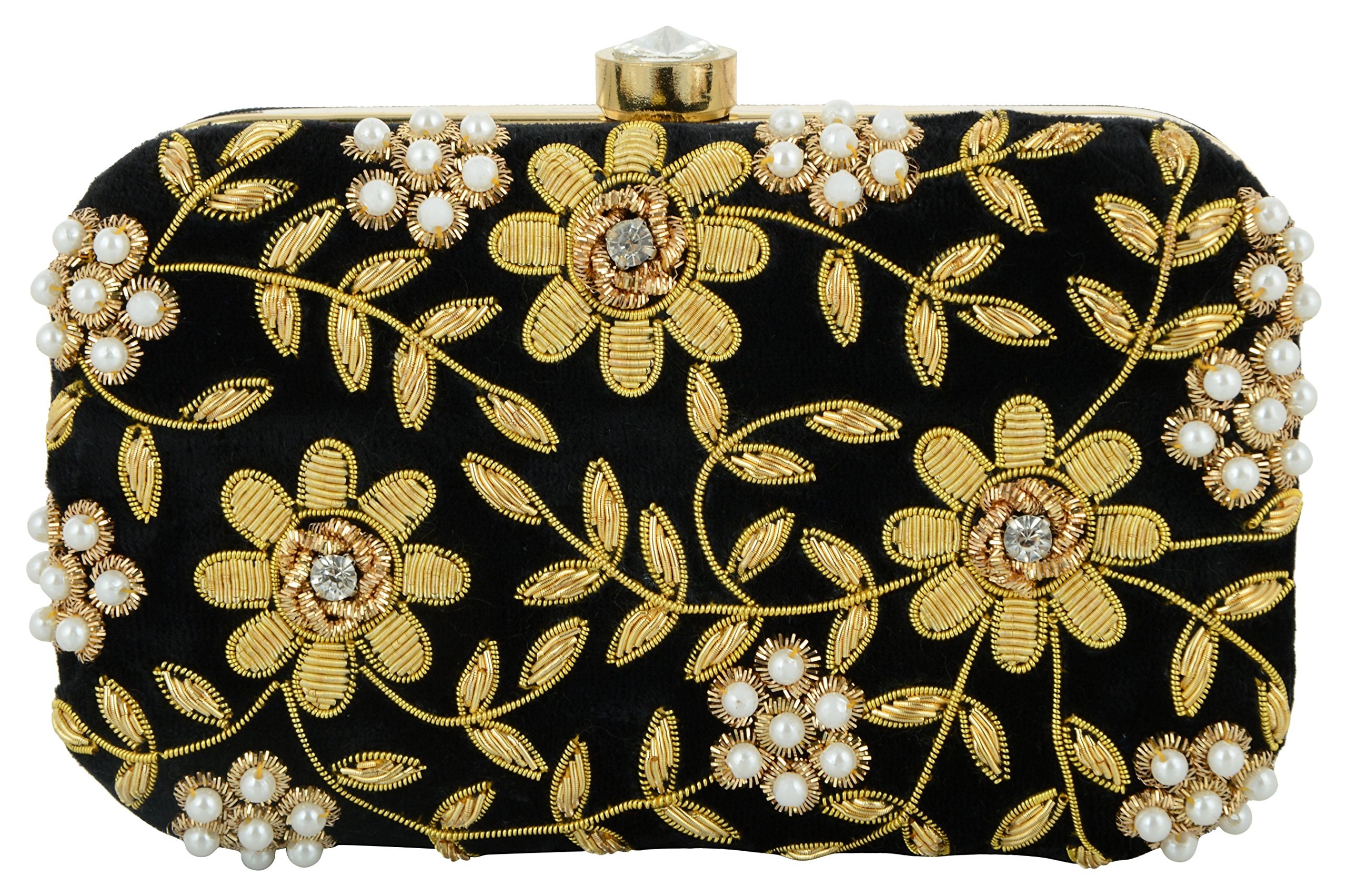 Luxury Women's Velvet Clutch Purse - Black Evening Bag for Parties, Weddings & Formal Events | Free Size Handbag for Women