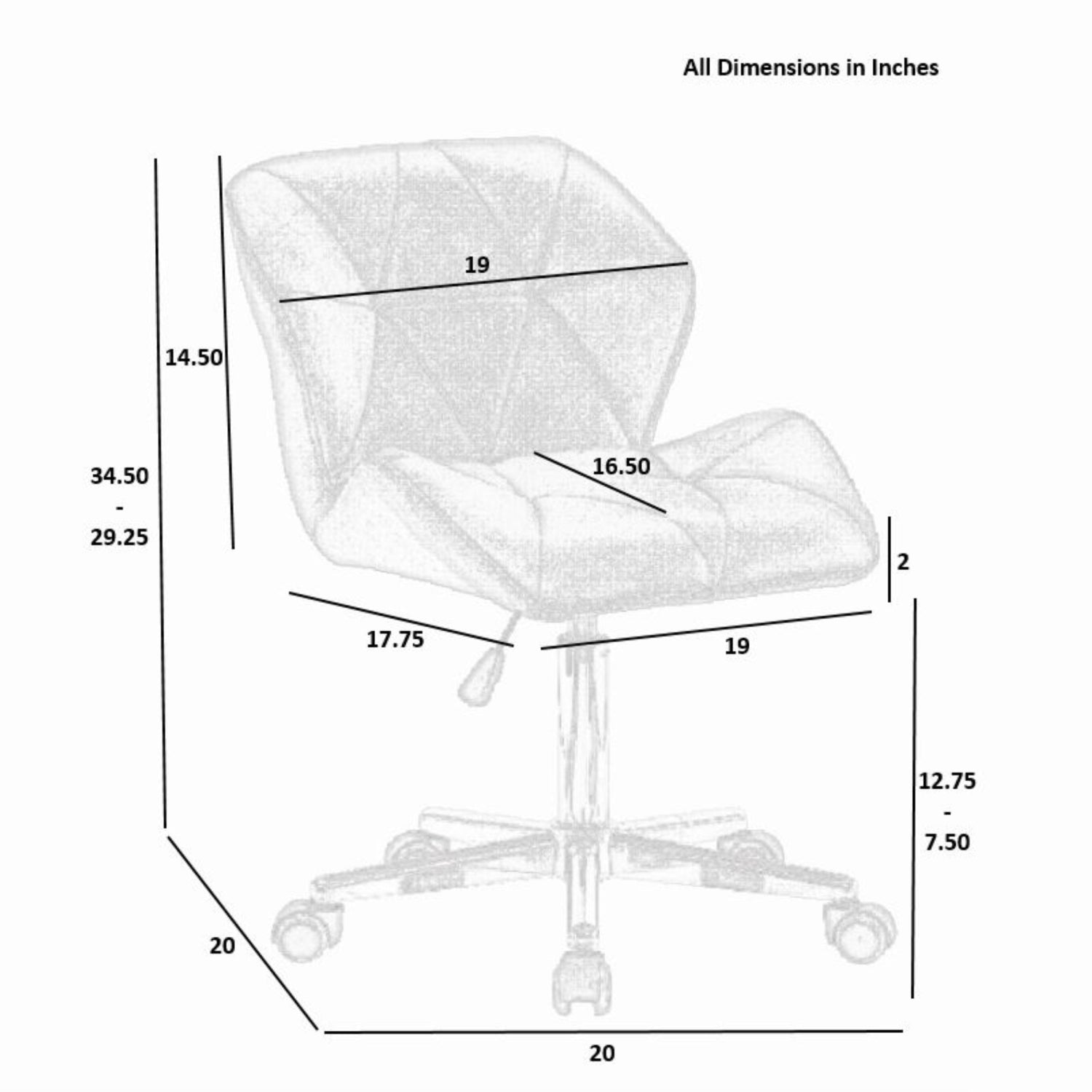 714B Ergonomic Office Chair - Black, Adjustable Computer Desk Chair with Lumbar Support for Home & Office Workspace, Comfortable Task Chair for Long Hours Sitting