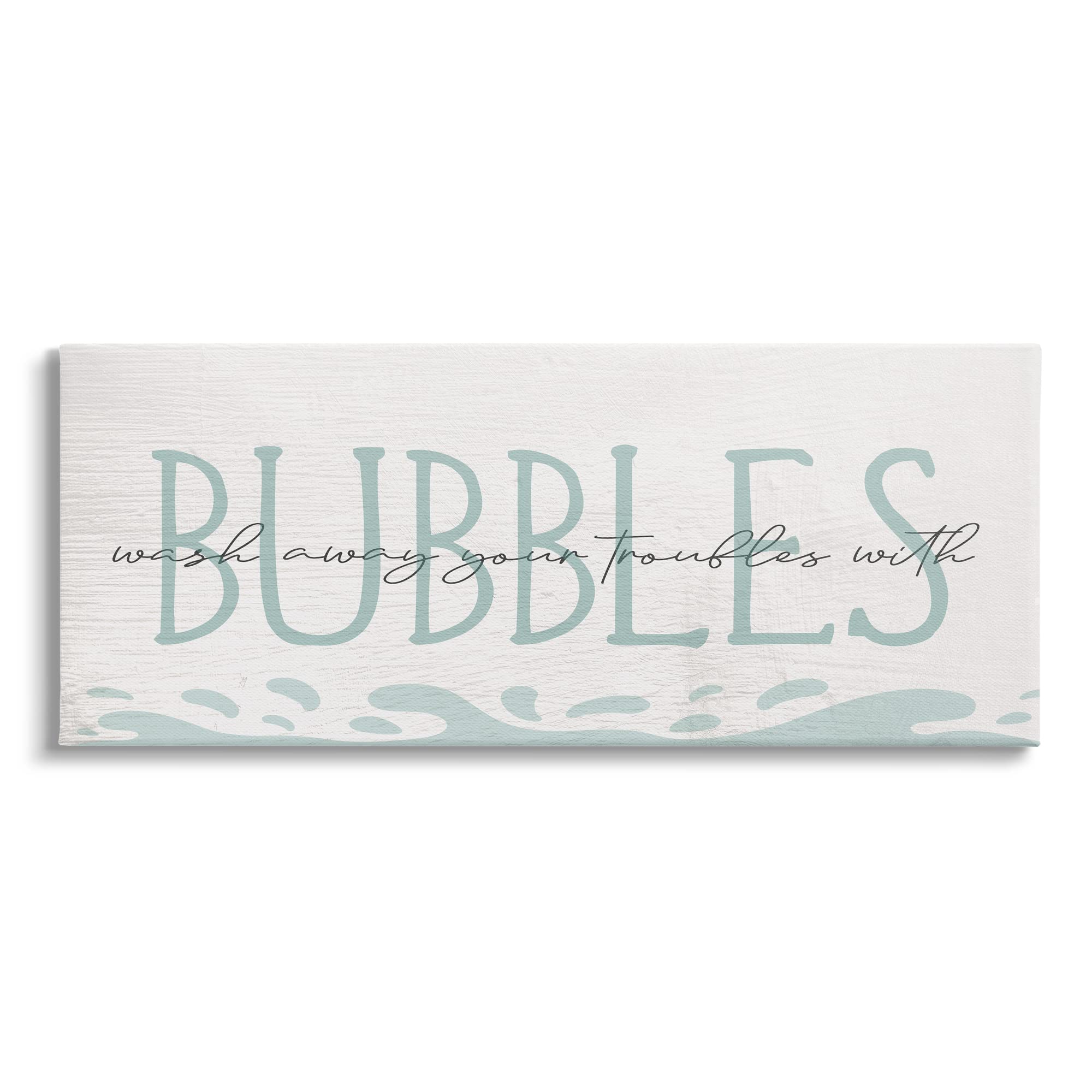 Stupell Industries 'Wash Away Troubles' Blue Bubble Bath Sign - Wall Art Decor by Daphne Polselli | Perfect for Bathroom, Spa, Nursery & Relaxation Spaces