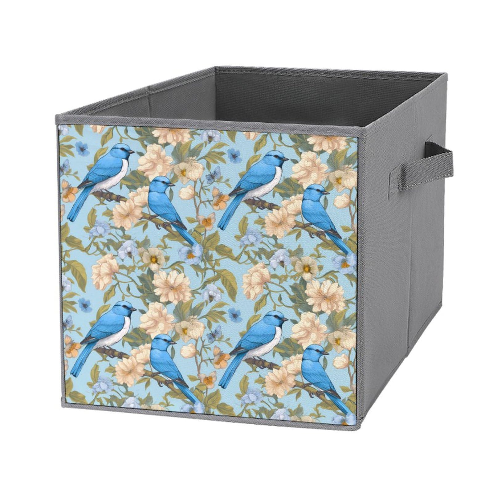 Blue Foldable Storage Cubes with Handles - 6 Pack Fabric Organizer Bins for Closet, Nursery, Office & Home Decor | Space Saving Collapsible Storage Baskets for Toys, Books & Laundry