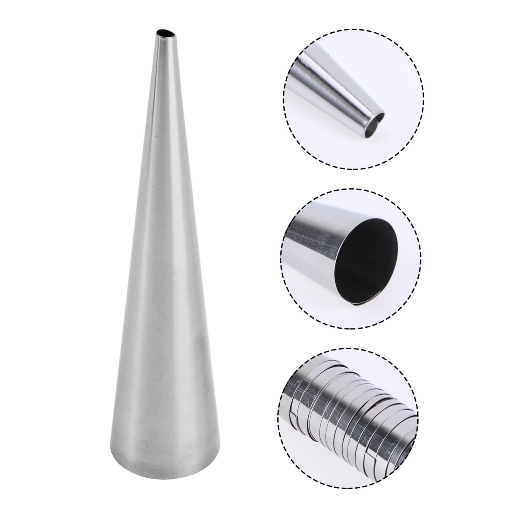 Unomor 16-Piece Large Stainless Steel Conical Pastry Horns - Durable Baking Tubes for Professional Desserts, Easy to Clean | Perfect for Cream Puffs, Eclairs & Cake Decorating