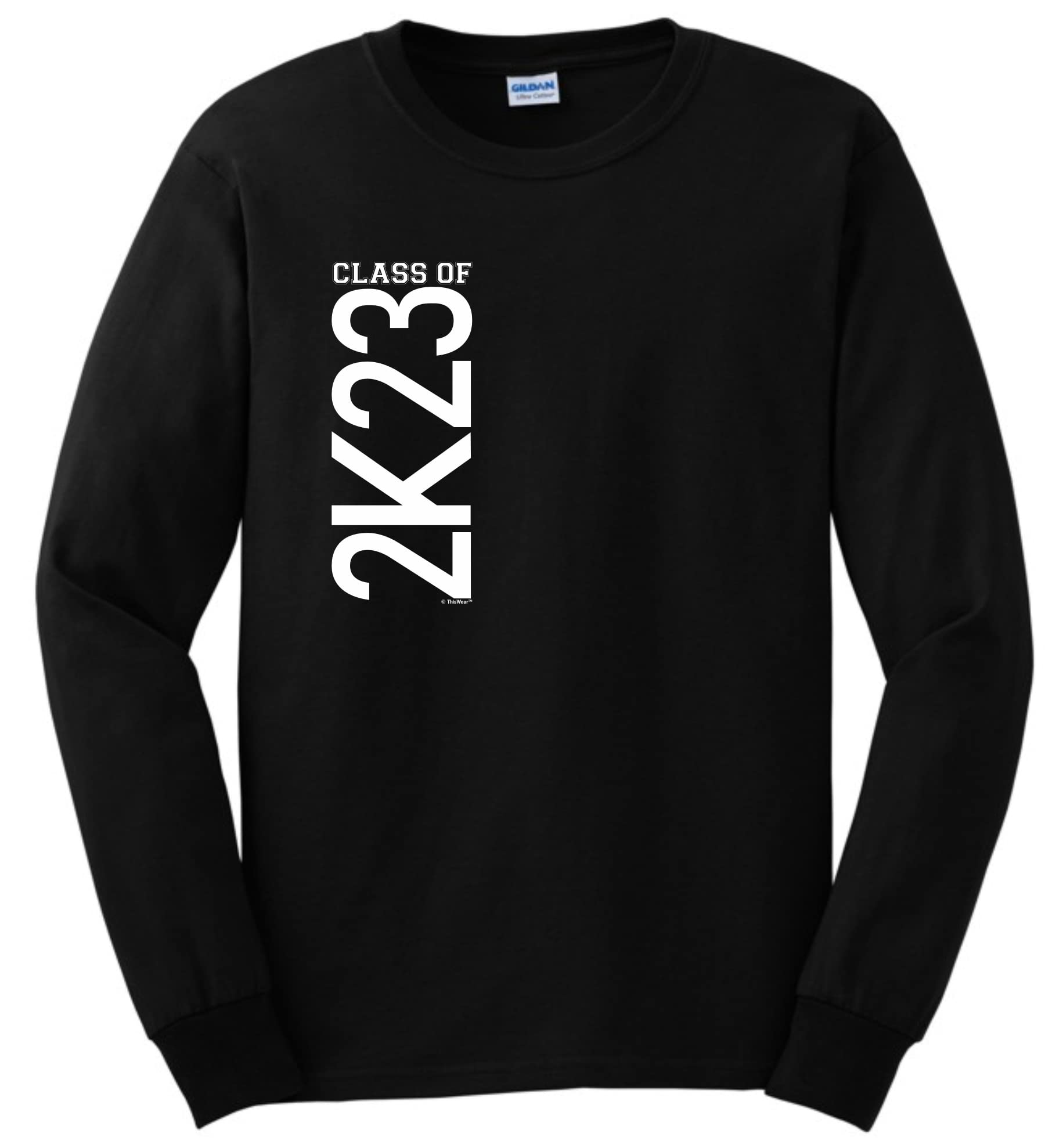 ThisWear Graduation Year 2022 or 2023 T-Shirt - Class of 2023 & 2K23 Gifts - Long Sleeve Cotton Shirt for Graduation Parties, Senior Week & Alumni Reunions