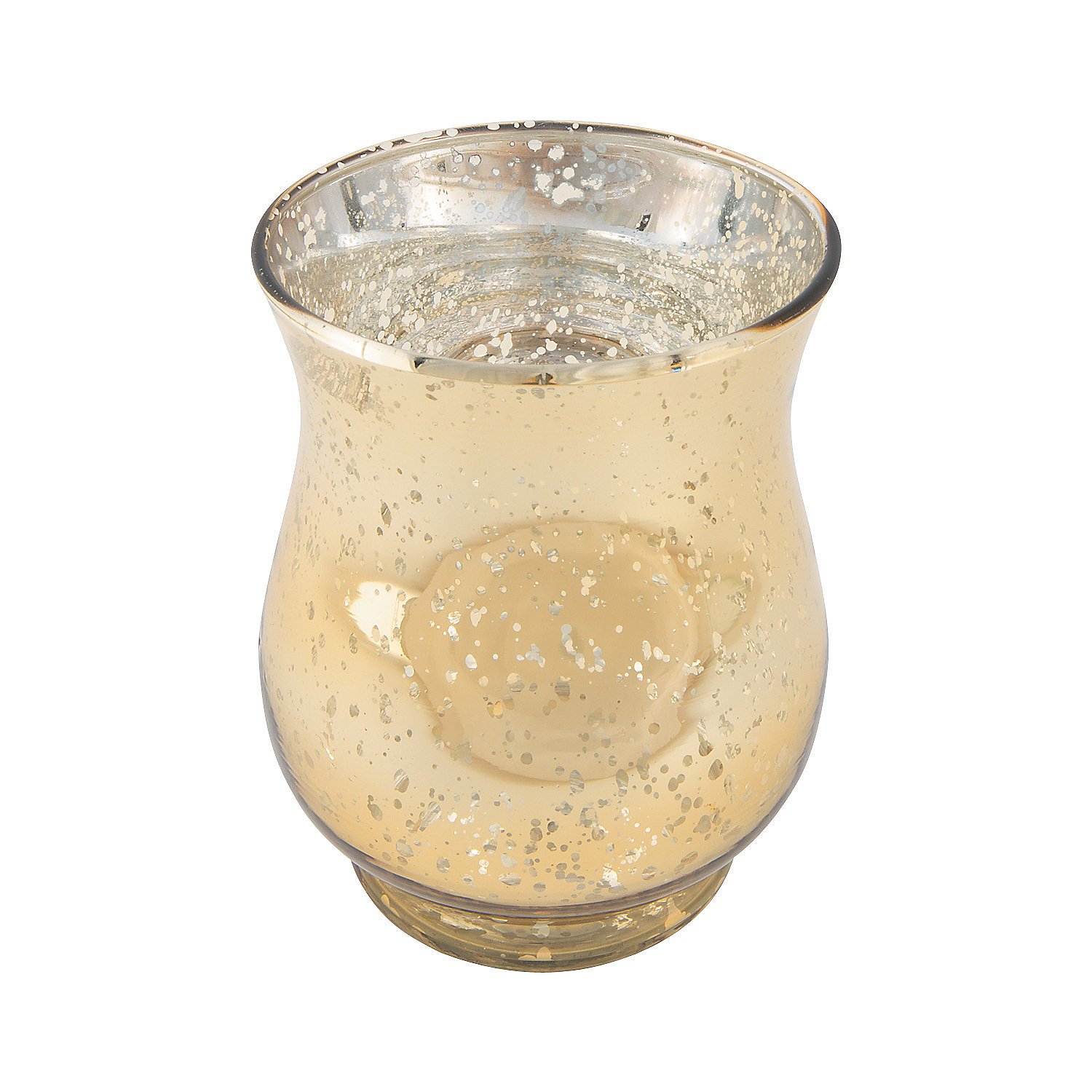 Gold Mercury Hurricane Vases Set of 2 - Elegant Glass Candle Holders for Wedding Centerpieces, Home Decor, and Romantic Dinner Table Settings