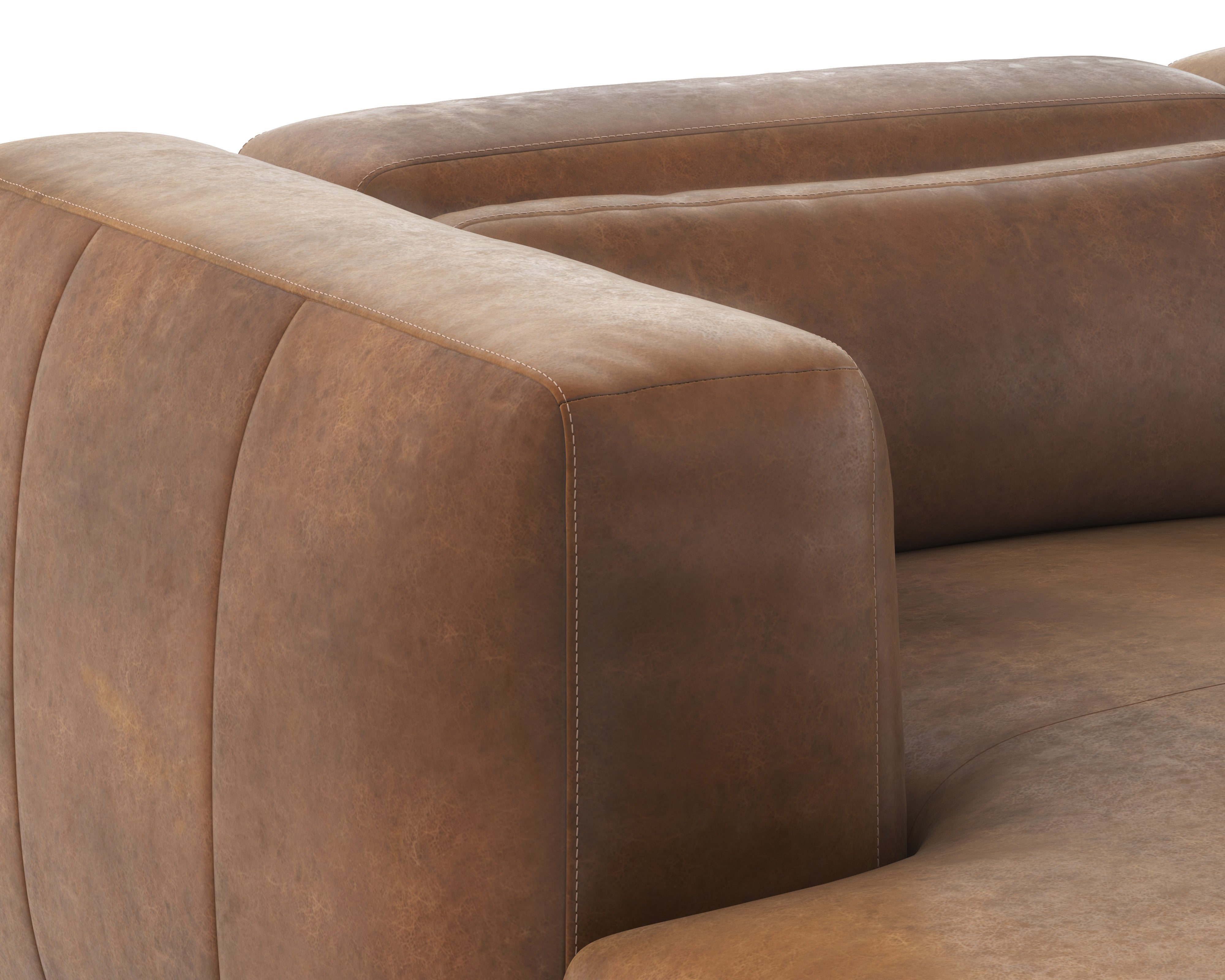 Beau Sofa Chaise in Luxurious Lucia Tobacco Leather - Modern Sectional Couch for Living Room, Lounge & Home Theater Seating