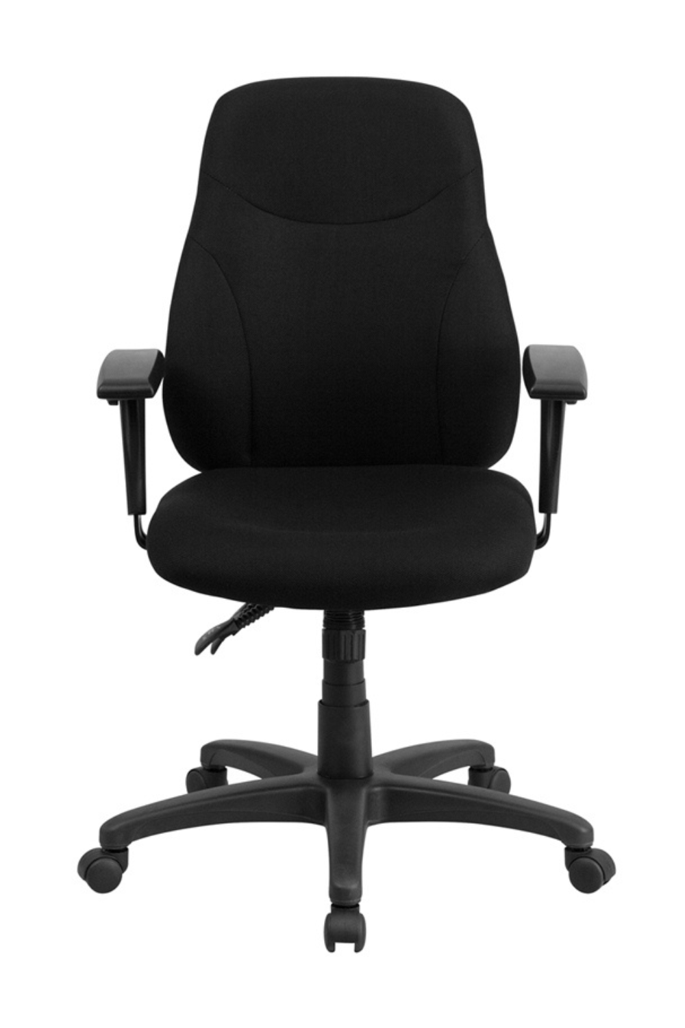 FLASH Brandy Mid Back Black Fabric Ergonomic Office Chair with Adjustable Arms - Swivel Task Chair for Home & Office Workspace, Gaming, Studying, and Long Hours Sitting Comfort