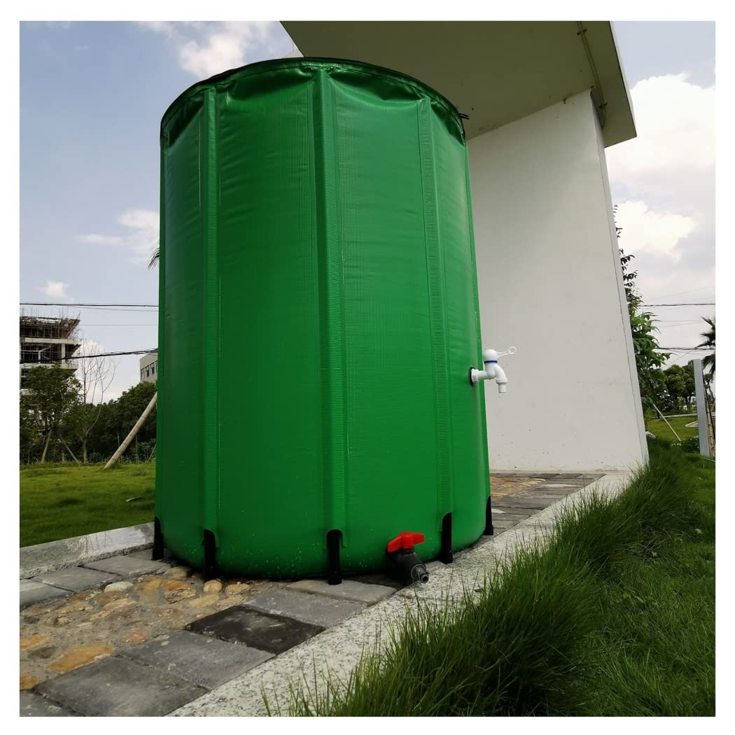 100 Gallon Collapsible Rain Barrel - Foldable Outdoor Water Storage Tank with Spigot & Filter for Garden, Lawn & Emergency Use - Green (Multi-Purpose)