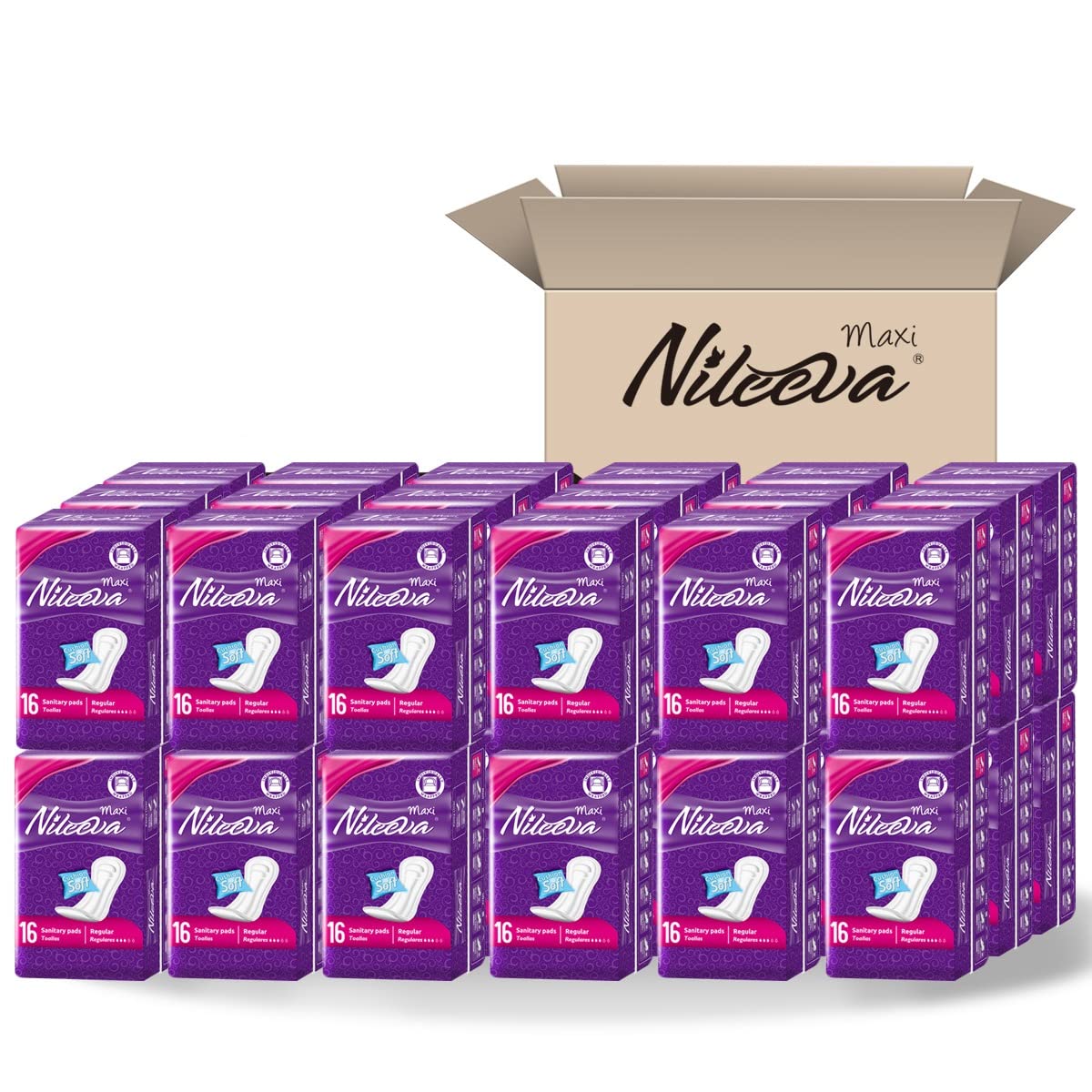 Care Maxi Sanitary Pads with Wings - Ultra Soft, Super Absorbent, Individually Wrapped (576 Pads Bulk Pack) | Overnight Protection, Heavy Flow & Postpartum Use | Comfortable for Work, Travel & Active Lifestyle
